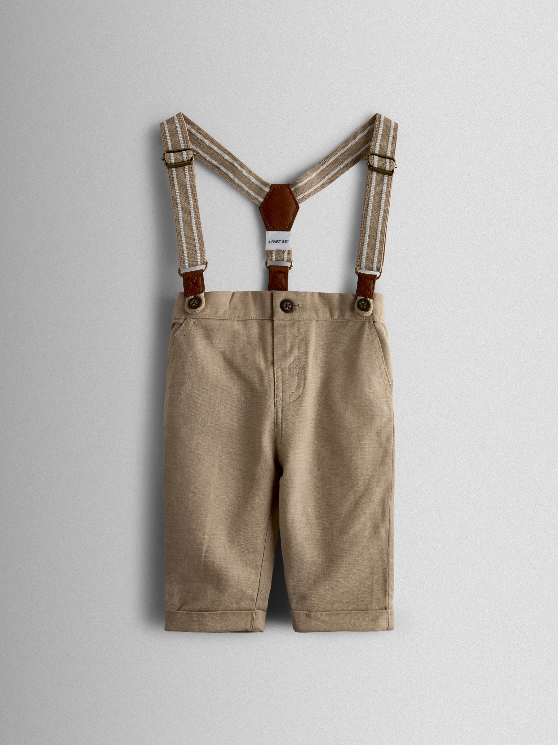Natural 4-Piece Body & Trouser Set With Bow Tie & Braces - Image 2 of 6
