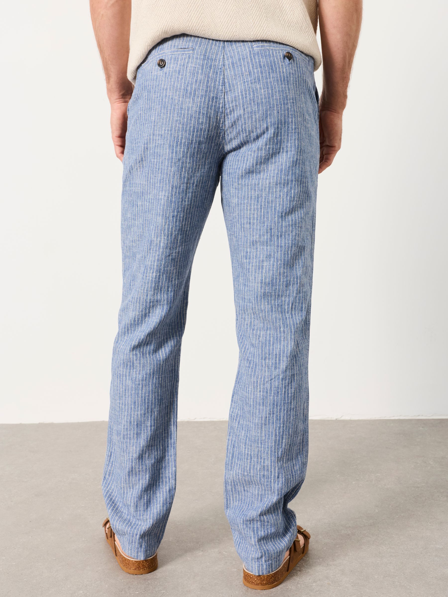 Hayle Blue Stripe Linen Cotton Trousers - Image 2 of 5