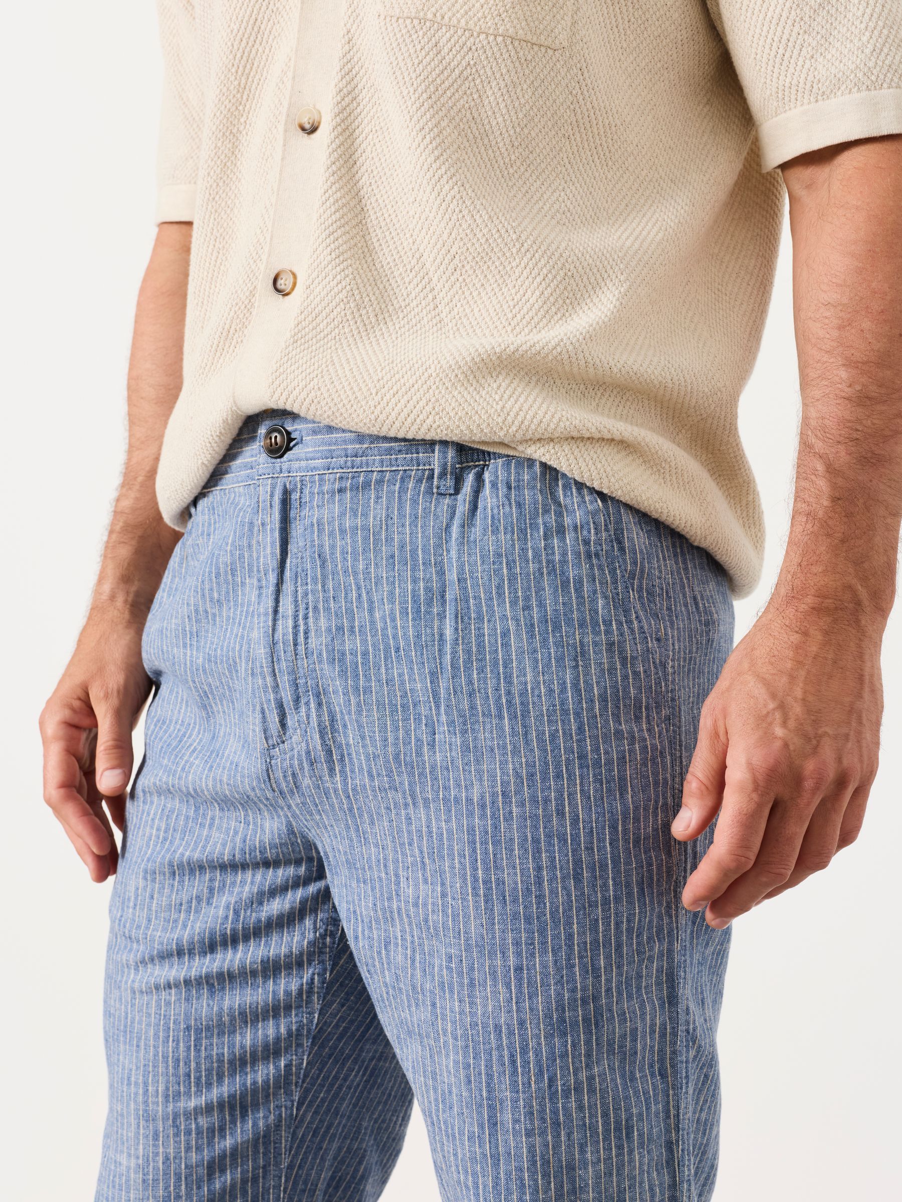 Hayle Blue Stripe Linen Cotton Trousers - Image 4 of 5