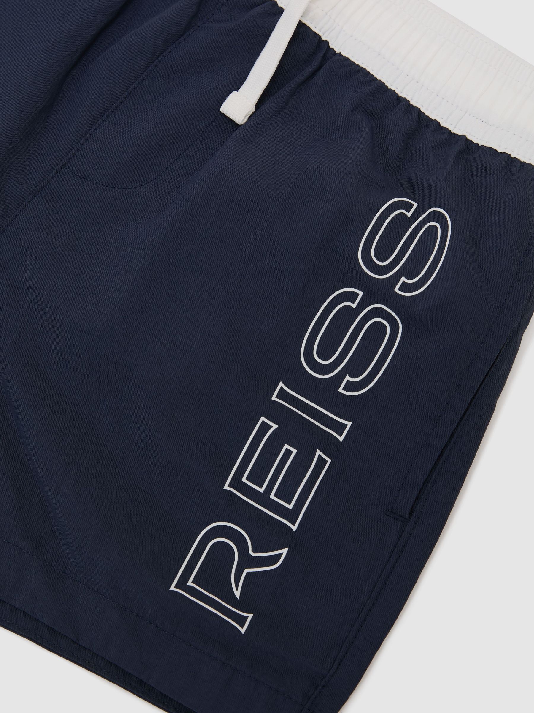 Colour-Block Logo Swim Shorts in Navy - Image 3 of 3