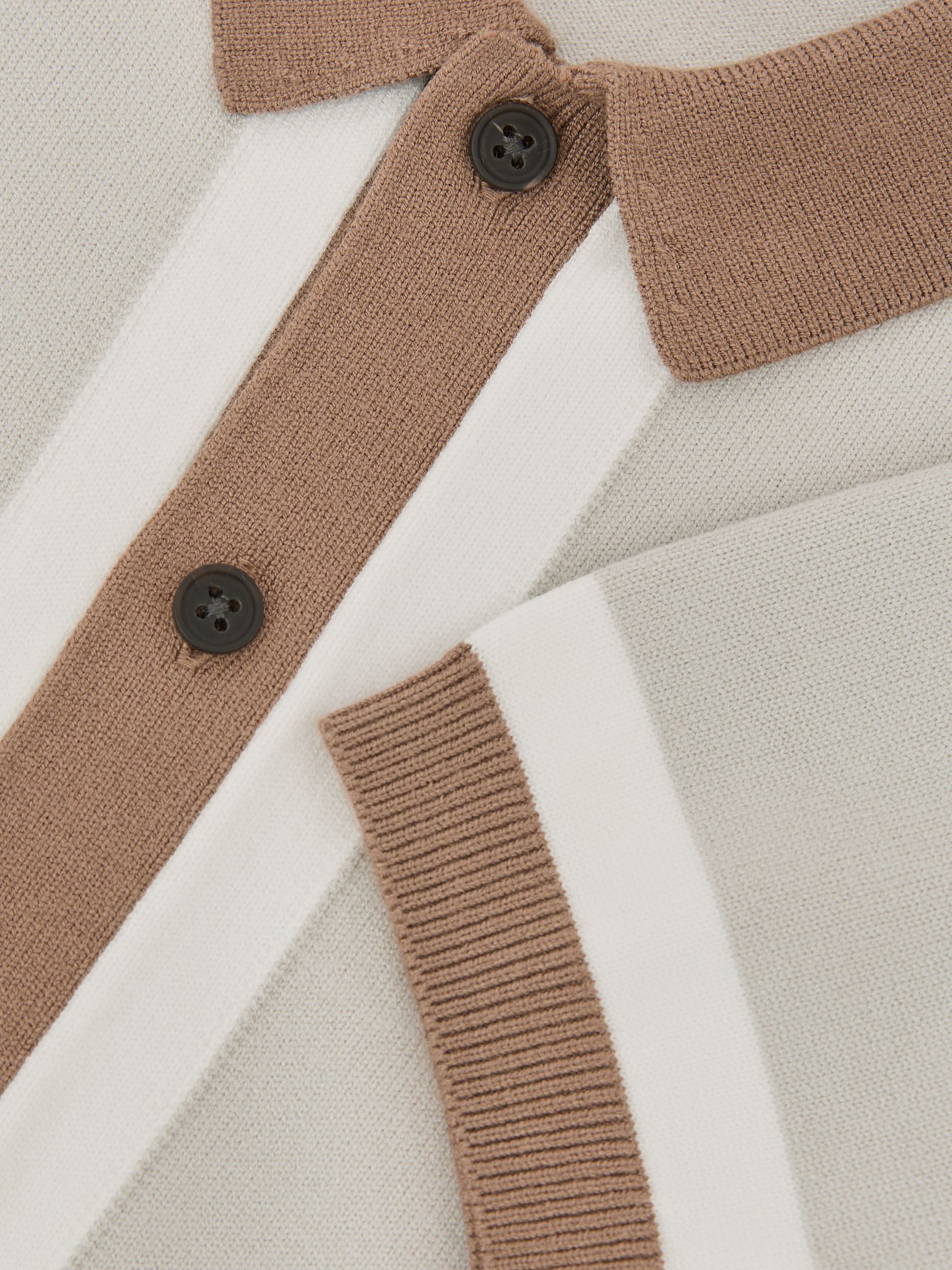 Polo Shirt in Taupe/Off White - Image 4 of 4