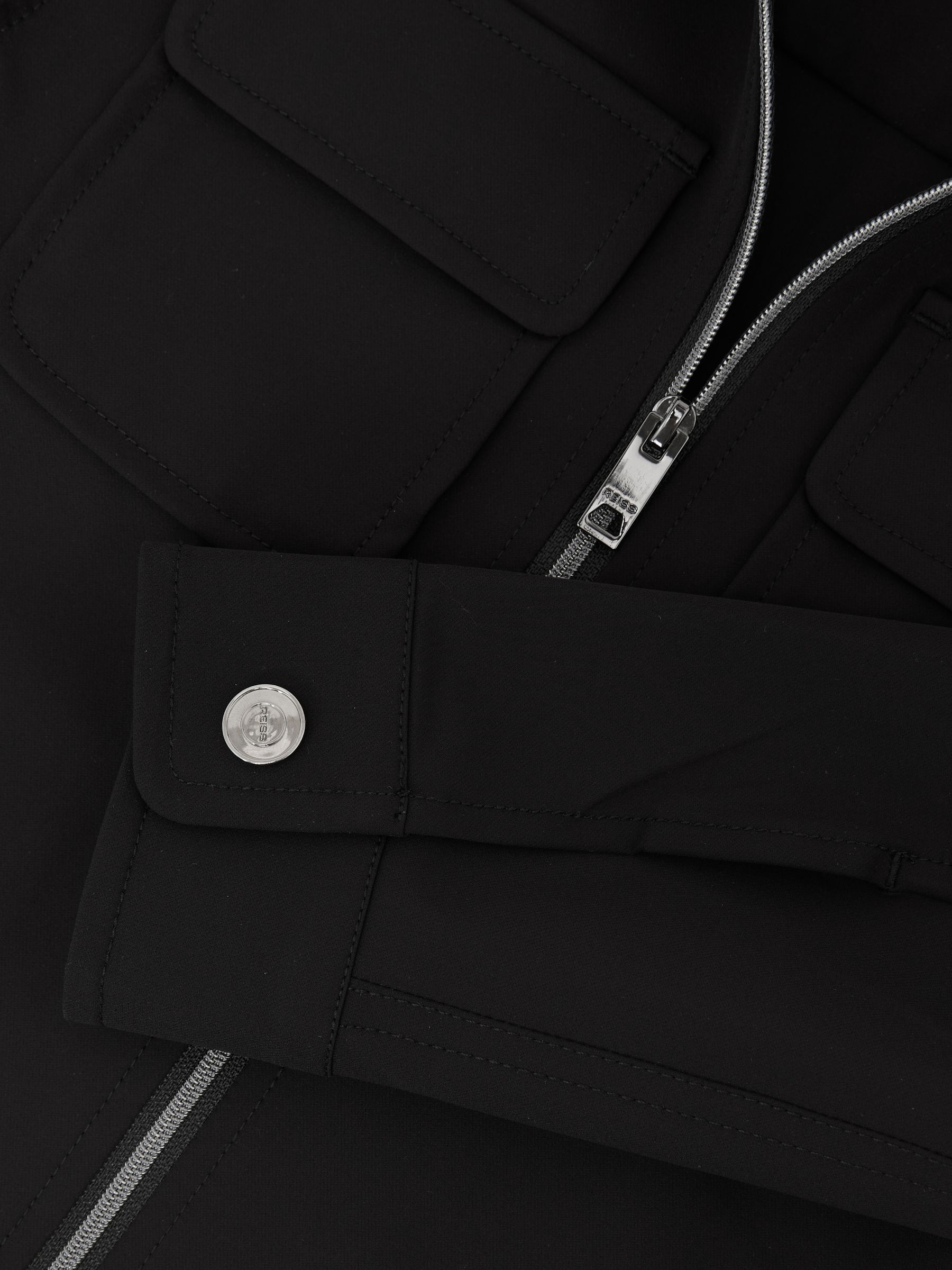 Twin-Pocket Zip-Through Overshirt in Black - Image 5 of 5