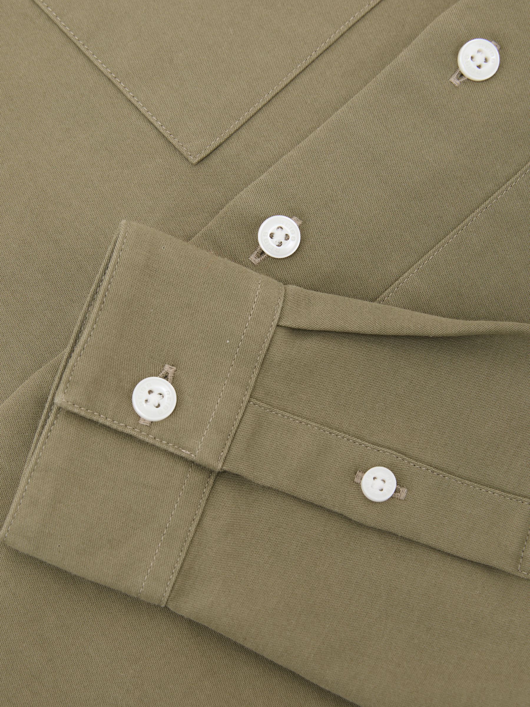 Cotton Button-Through Overshirt in Green - Image 5 of 5