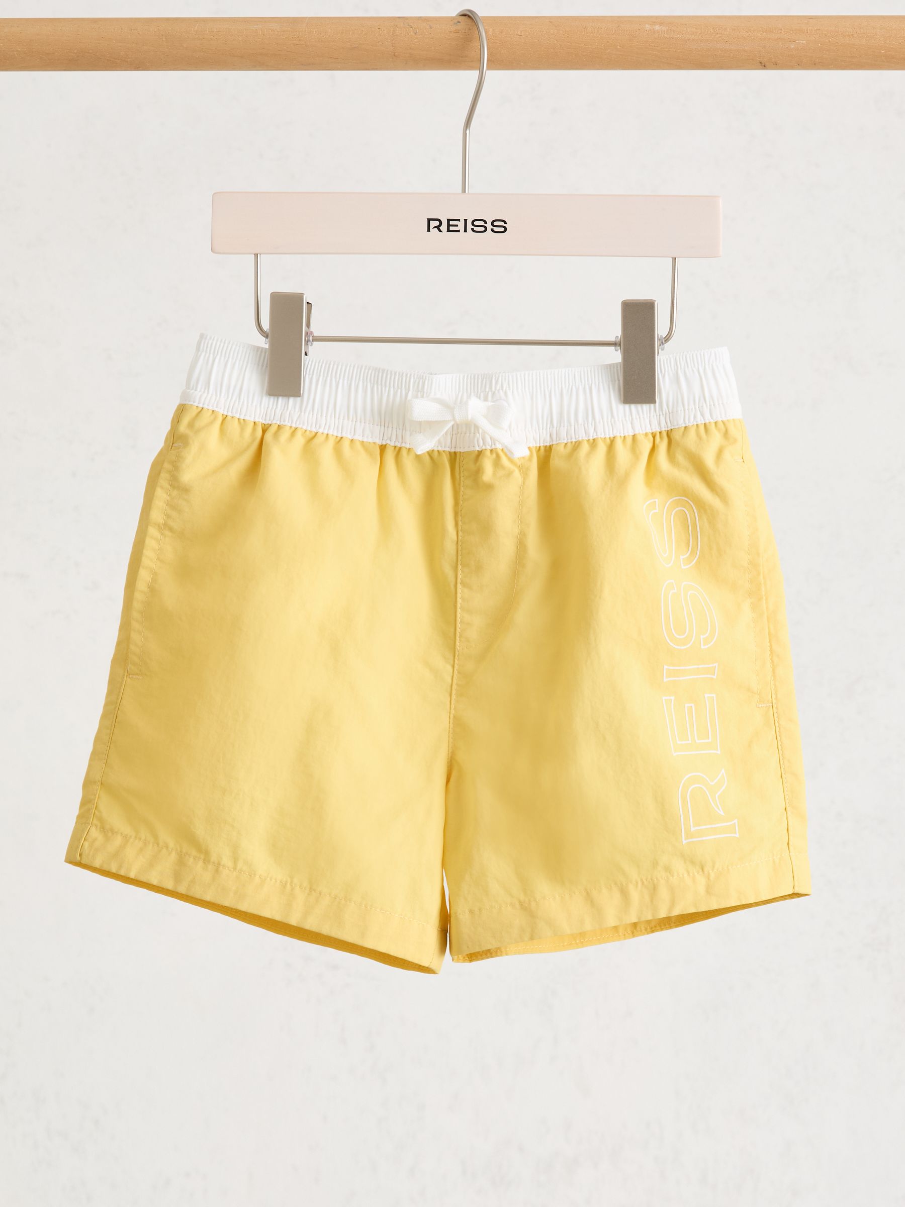9-13 yrs Colour-Block Logo Swim Shorts in Yellow - Image 2 of 3