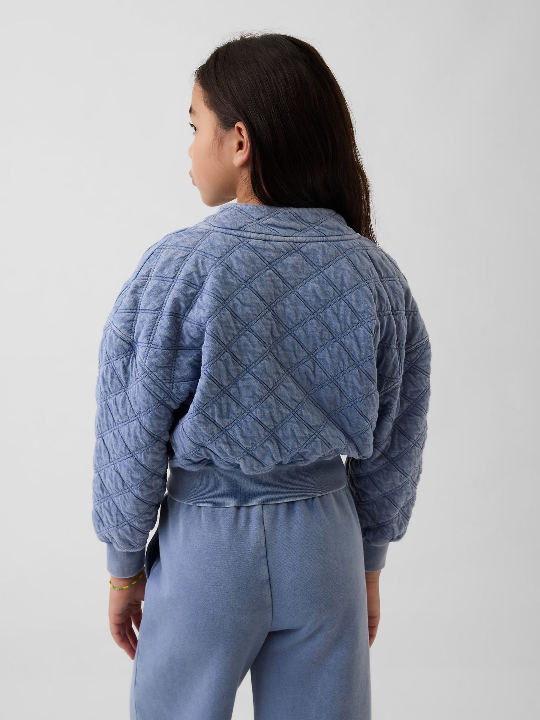 Blue Oversized Quilted Zip Jacket - Image 2 of 5
