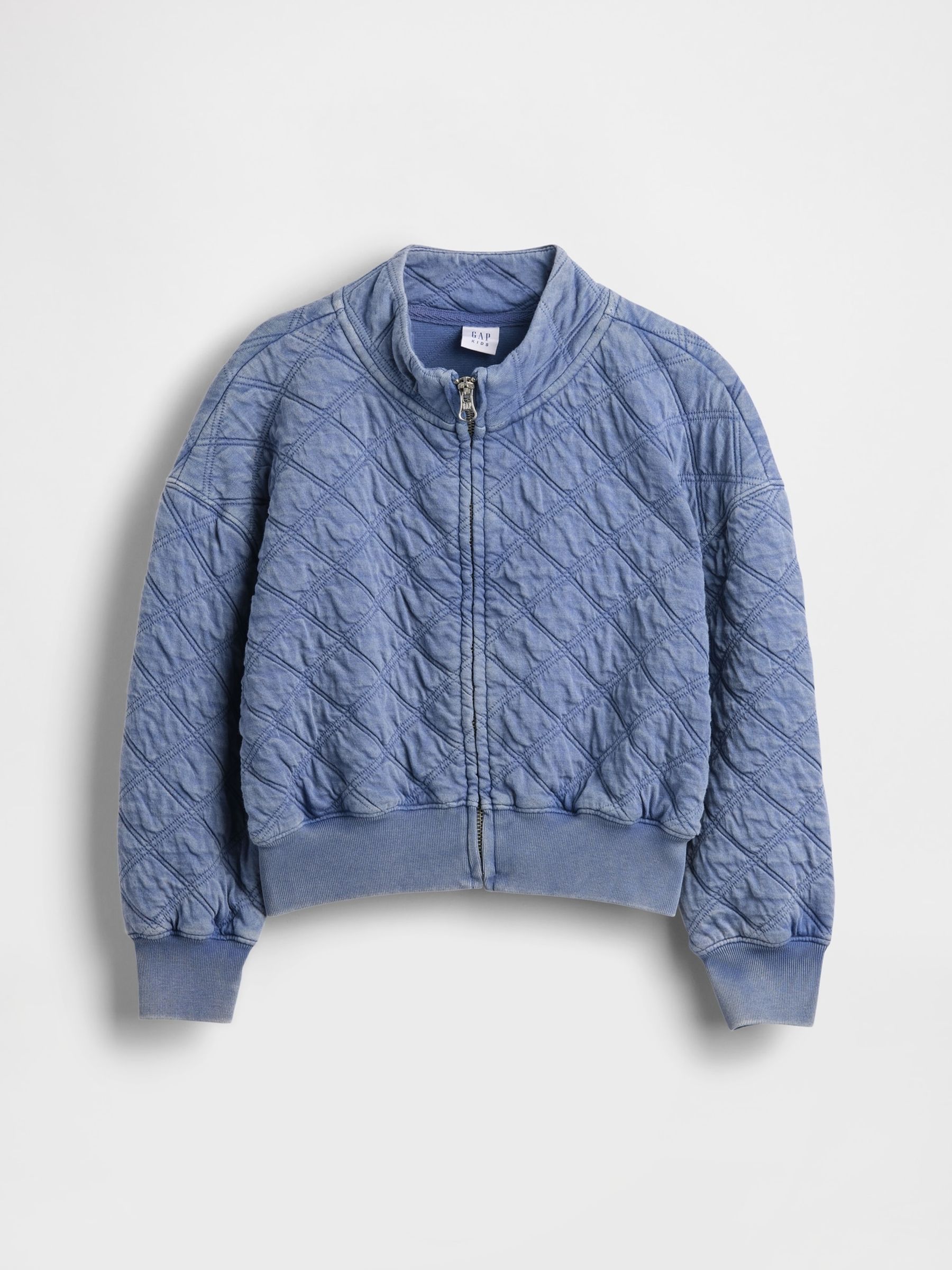 Blue Oversized Quilted Zip Jacket - Image 5 of 5
