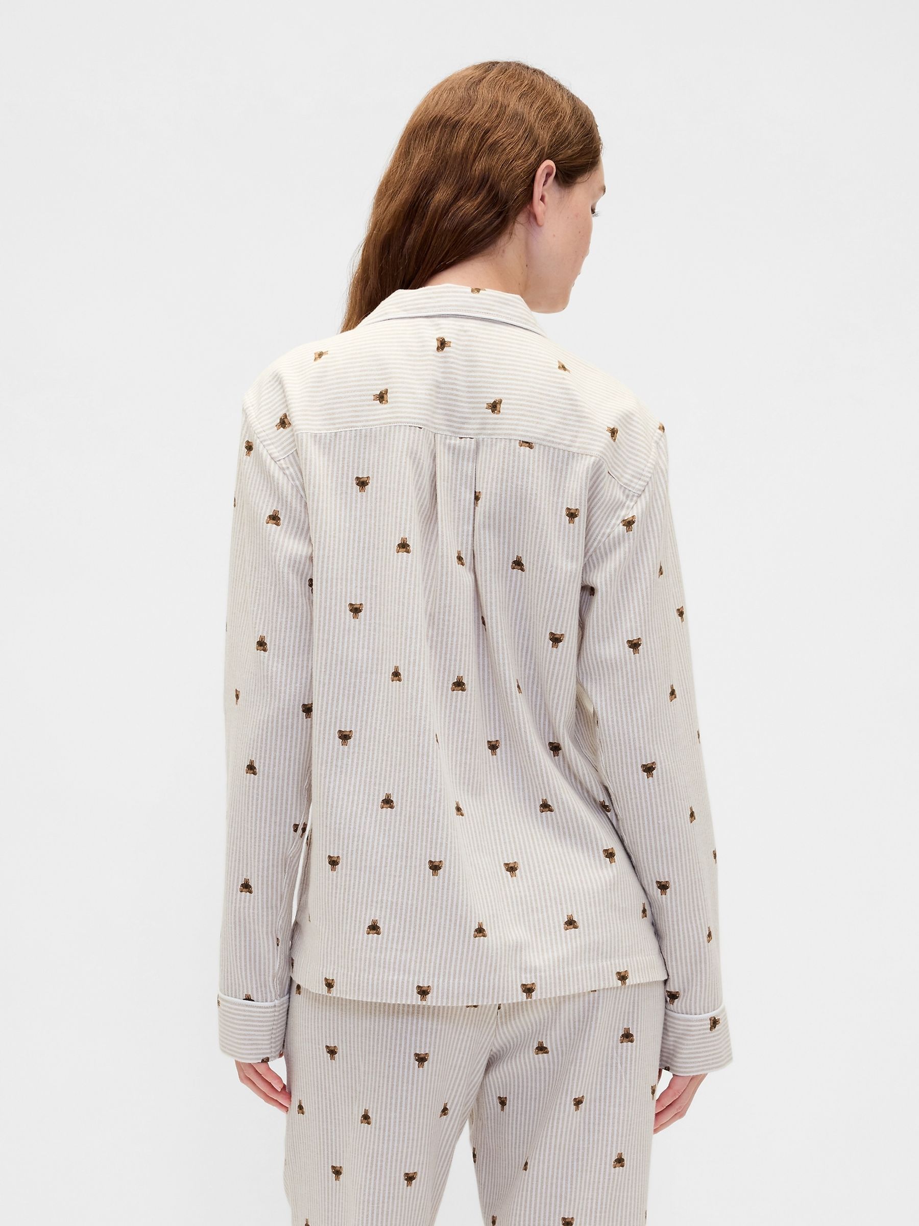 Beige stripe Matching Family Softest Flannel Pyjama Shirt - Image 2 of 4