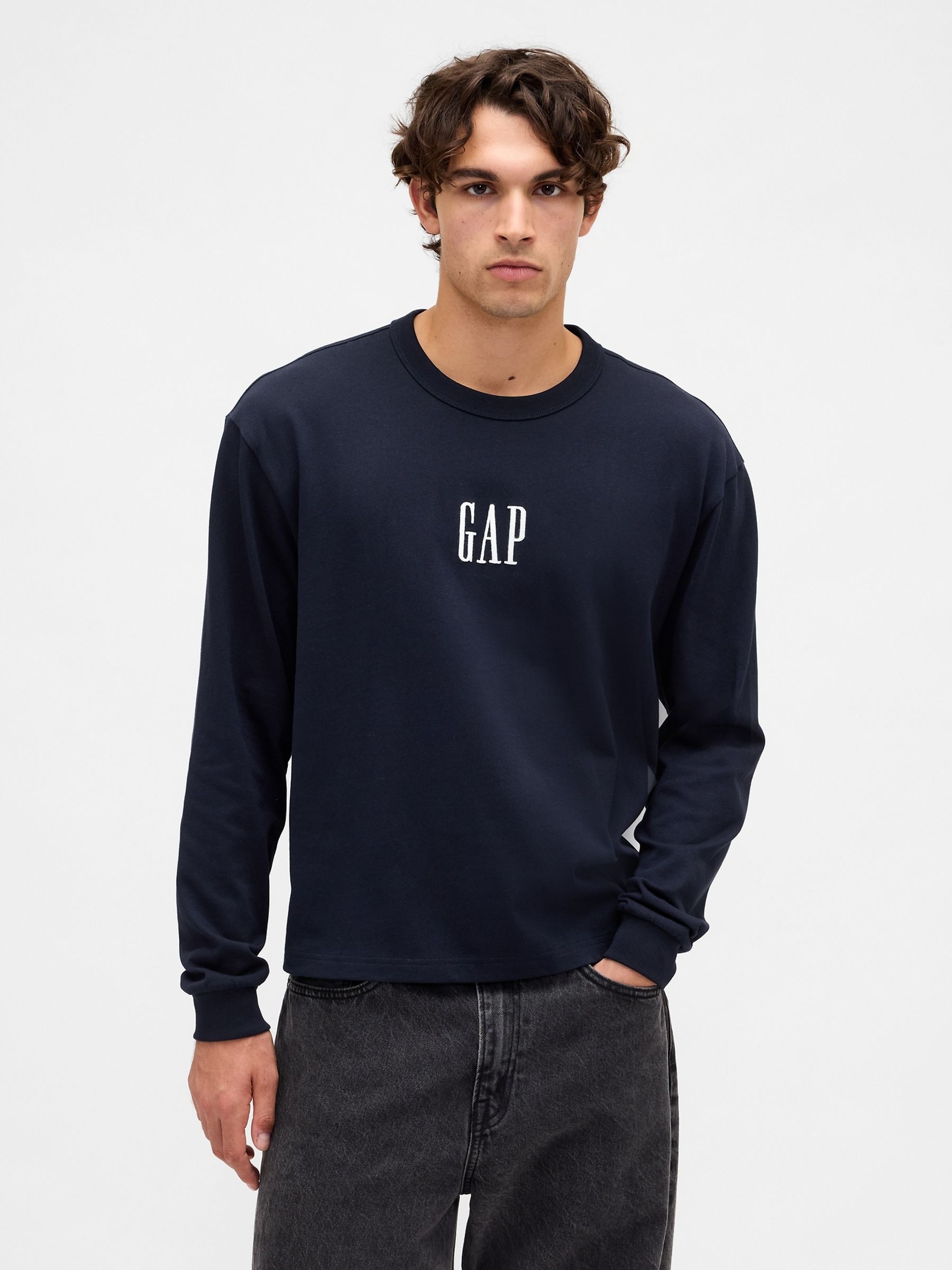 Navy Logo Long Sleeve T-Shirt - Image 1 of 4