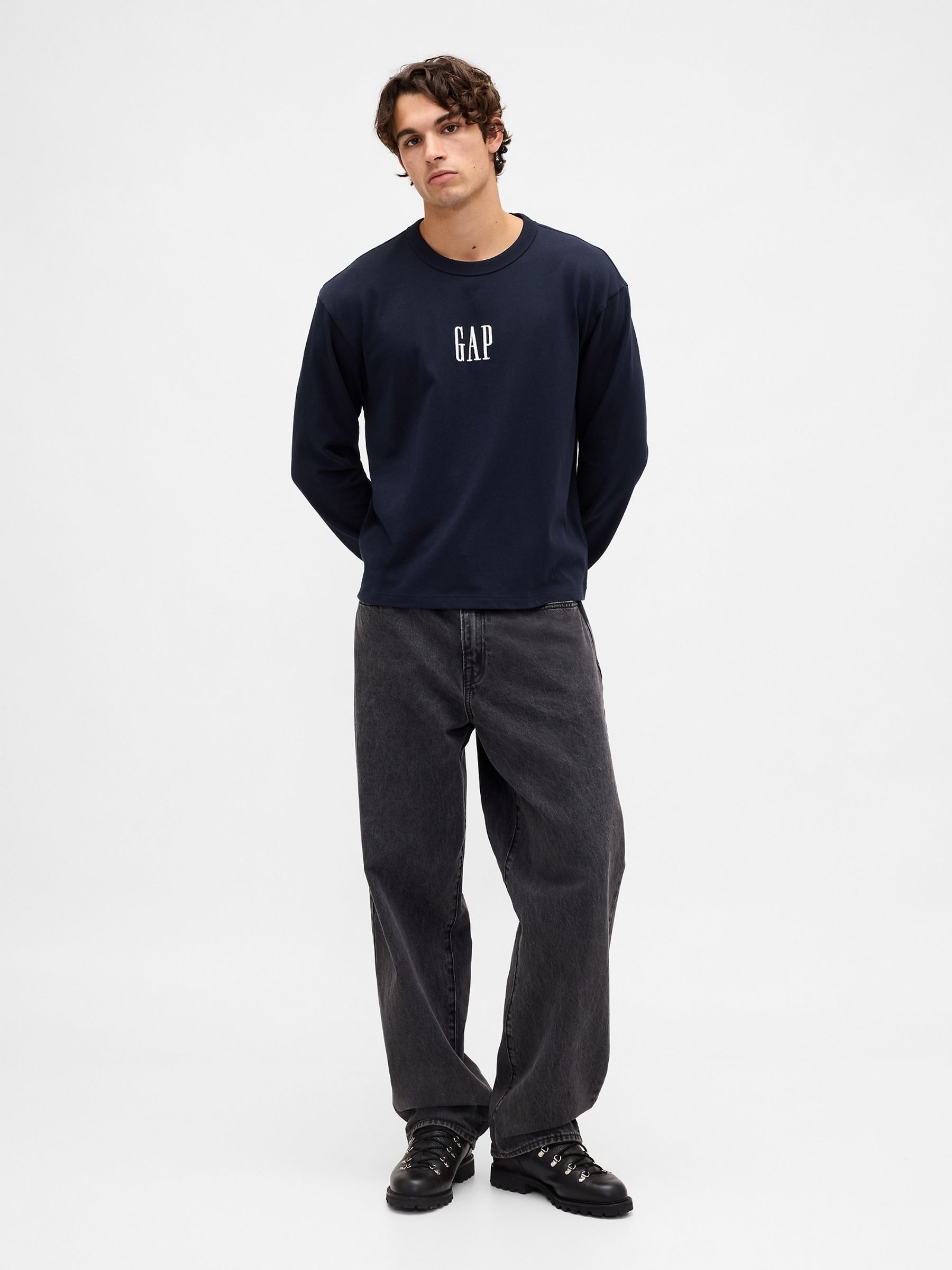 Navy Logo Long Sleeve T-Shirt - Image 3 of 4