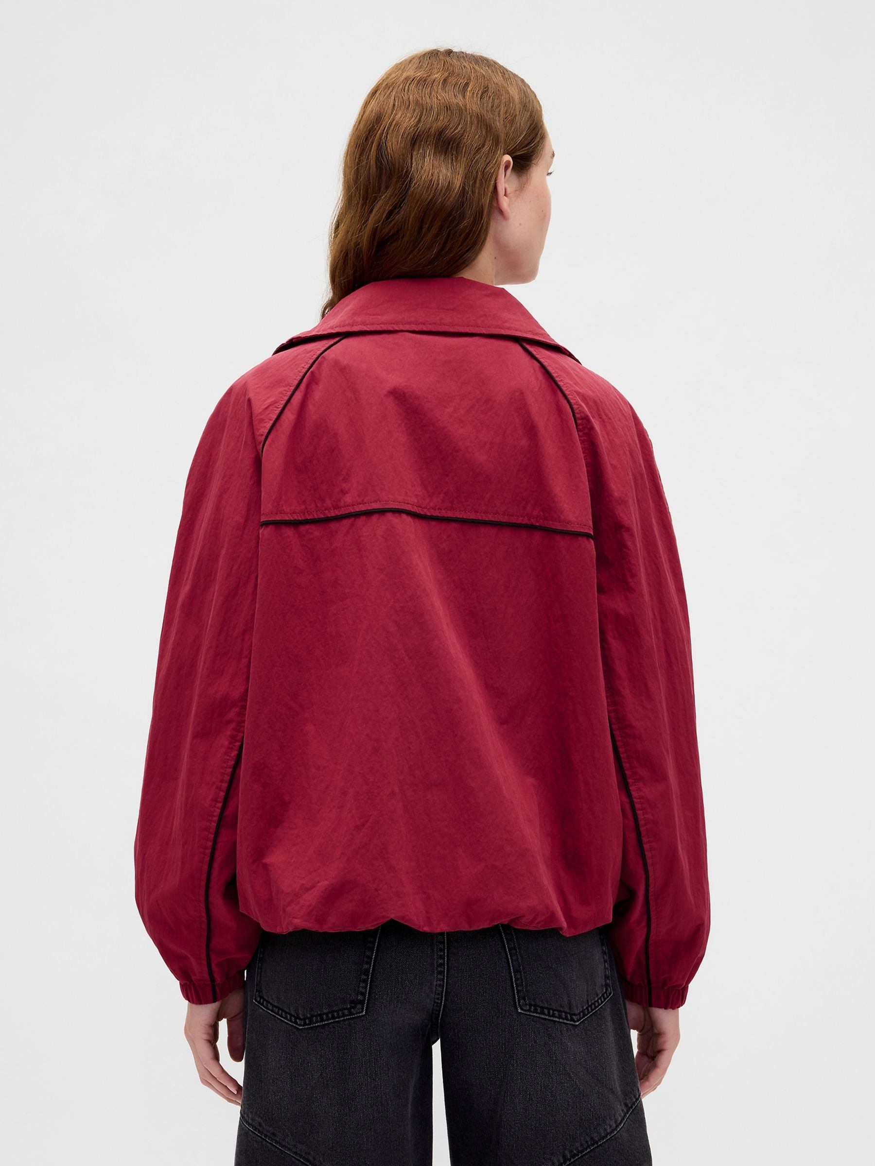 Red Stranger Things Flannel-Lined Track Jacket - Image 2 of 6 Red Stranger Things Flannel-Lined Track Jacket - Image 2 of 6