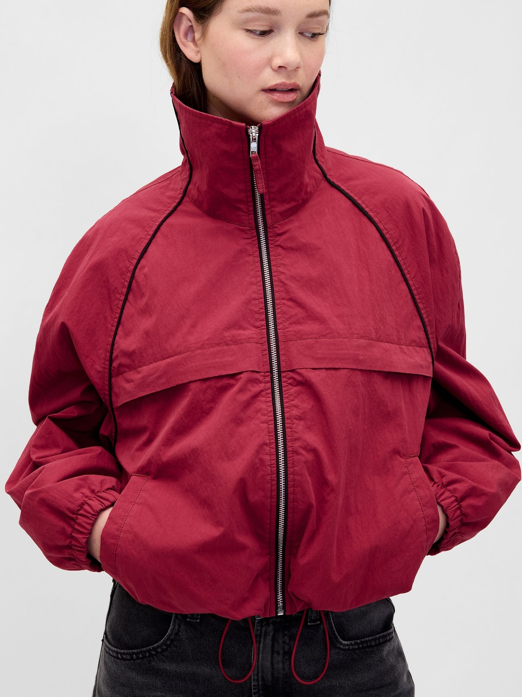 Red Stranger Things Flannel-Lined Track Jacket - Image 4 of 6