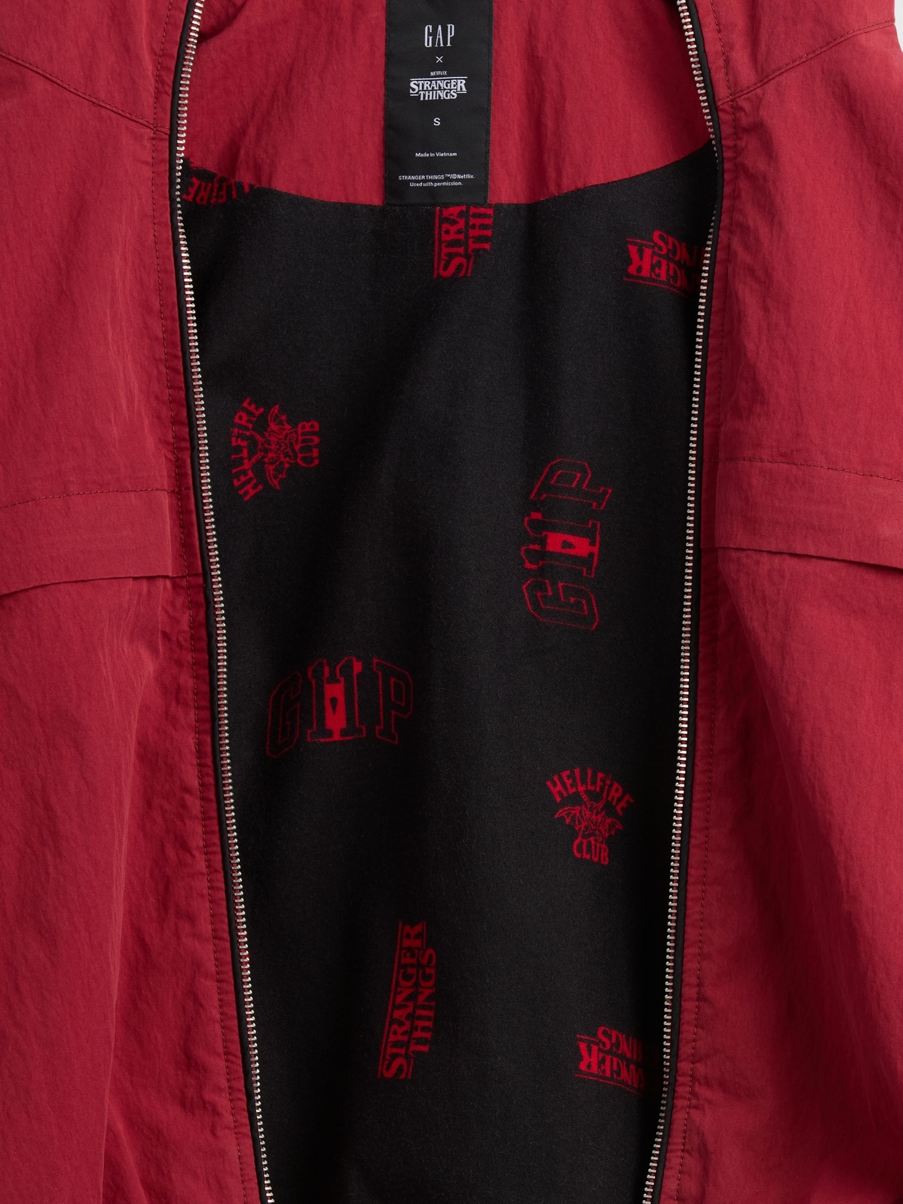 Red Stranger Things Flannel-Lined Track Jacket - Image 6 of 6 Red Stranger Things Flannel-Lined Track Jacket - Image 6 of 6