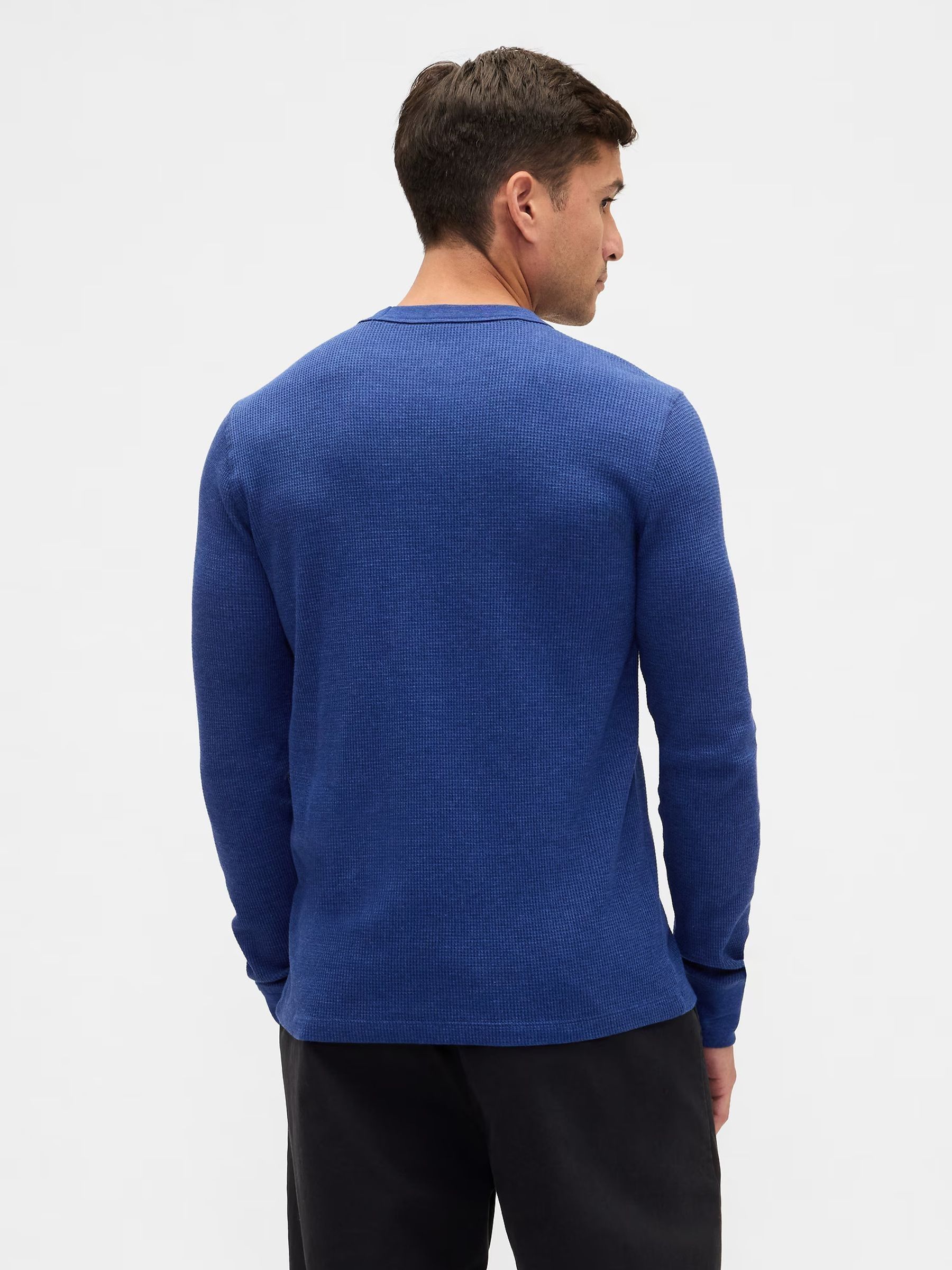 Cobalt Blue Waffle Knit Crew Neck T-Shirt - Image 2 of 5