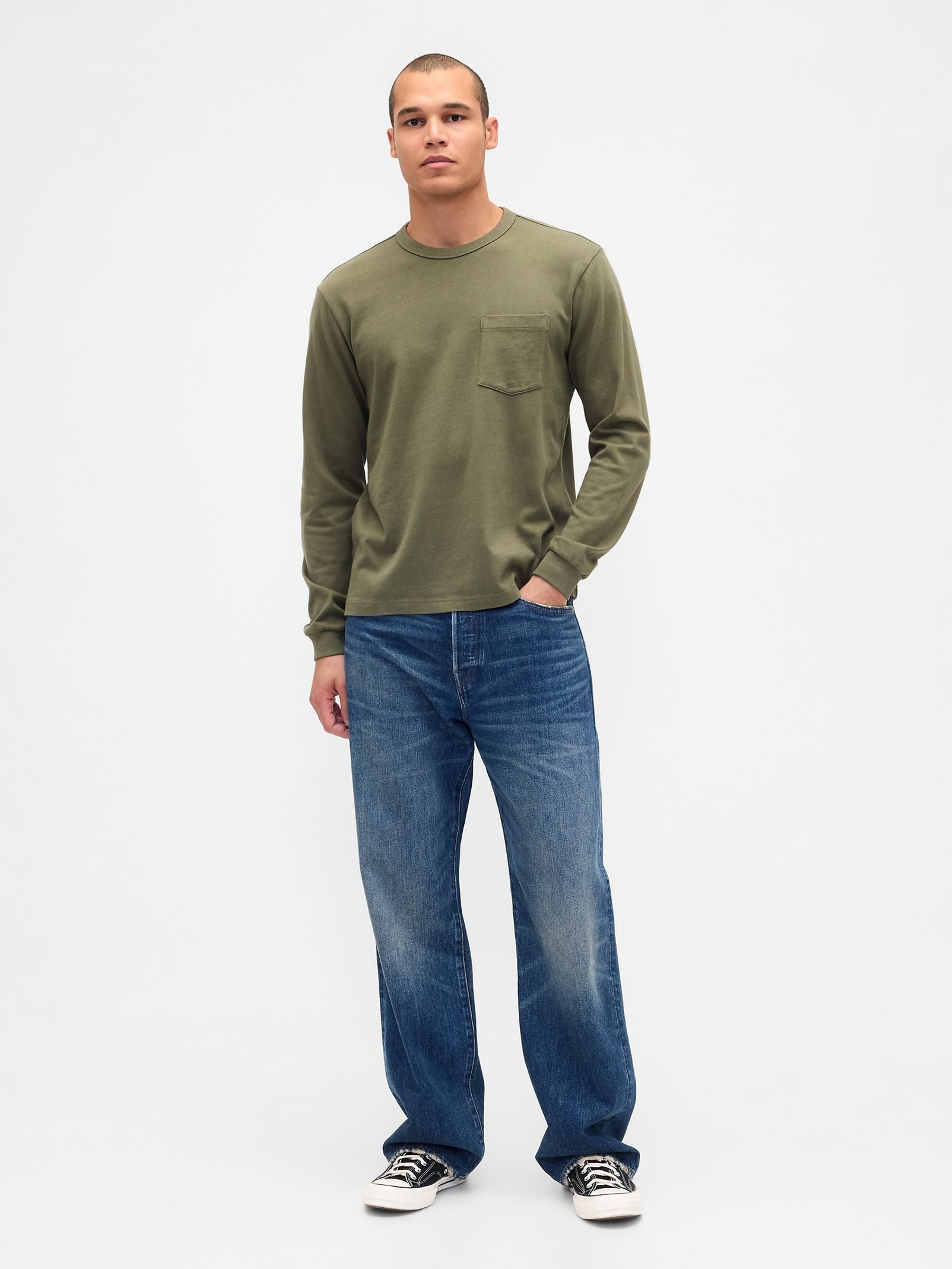 Green Heavyweight Relaxed T-Shirt - Image 1 of 3 Green Heavyweight Relaxed T-Shirt - Image 1 of 3