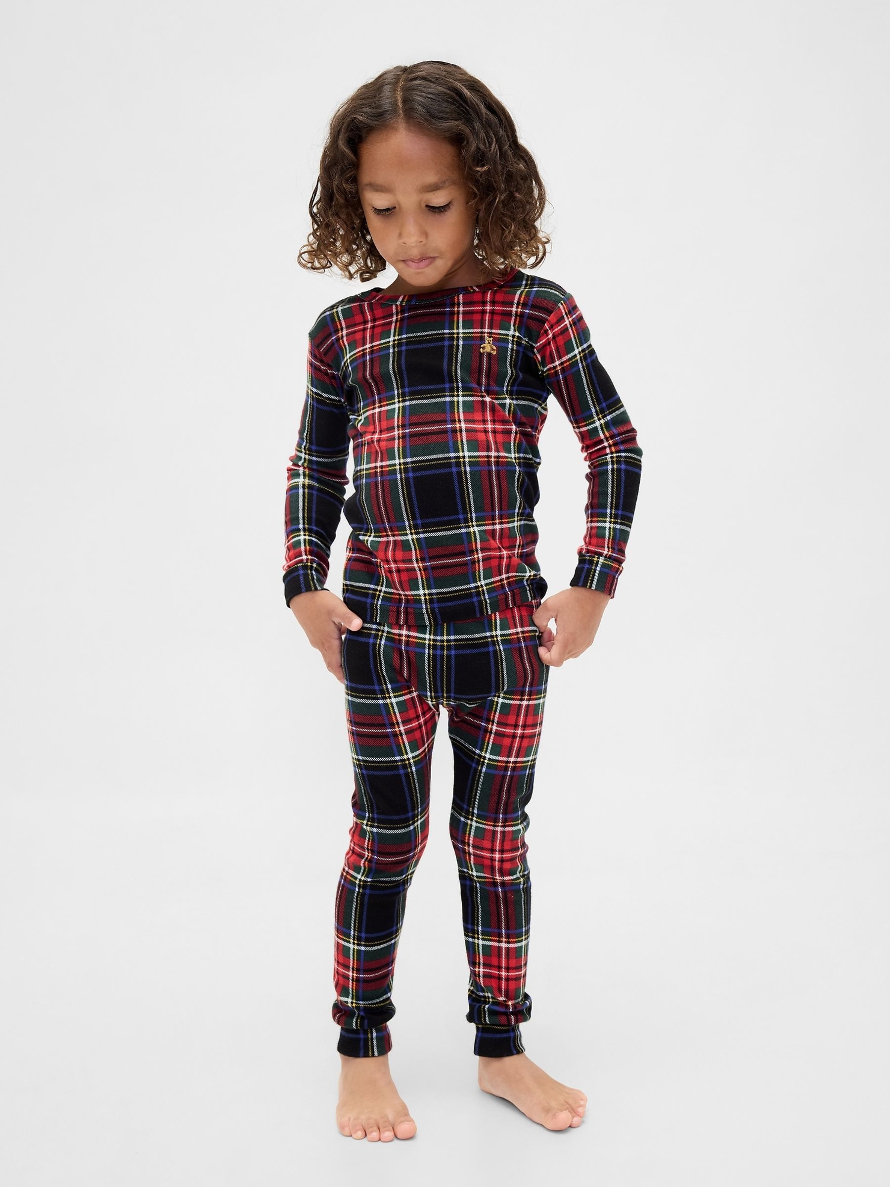 Black Check Cotton Long Sleeve Christmas Pyjamas - Image 4 of 6