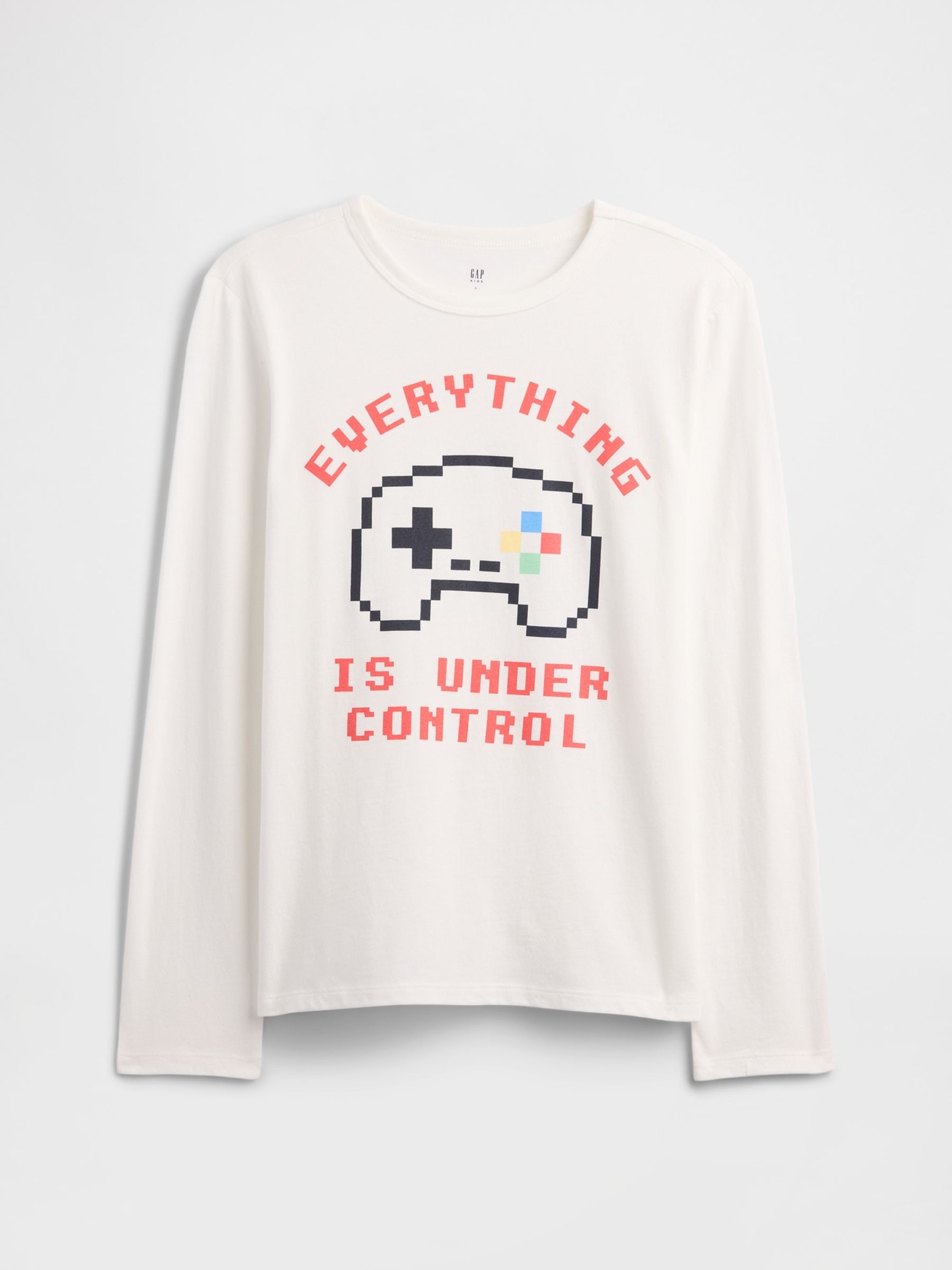 White 100% Cotton Long Sleeve Graphics T-Shirt - Image 1 of 2