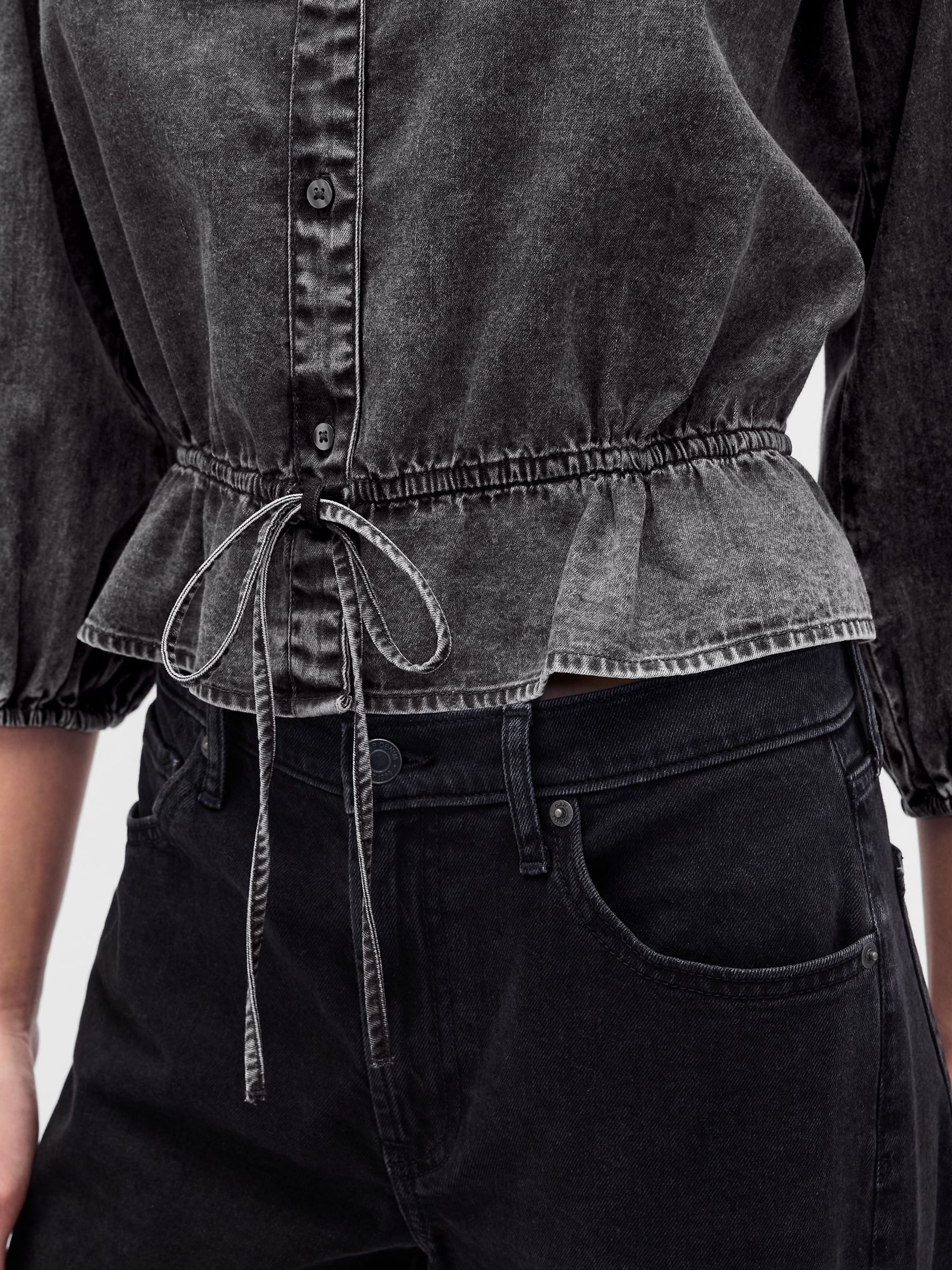 Black Denim Elasticated Waist Top - Image 4 of 4