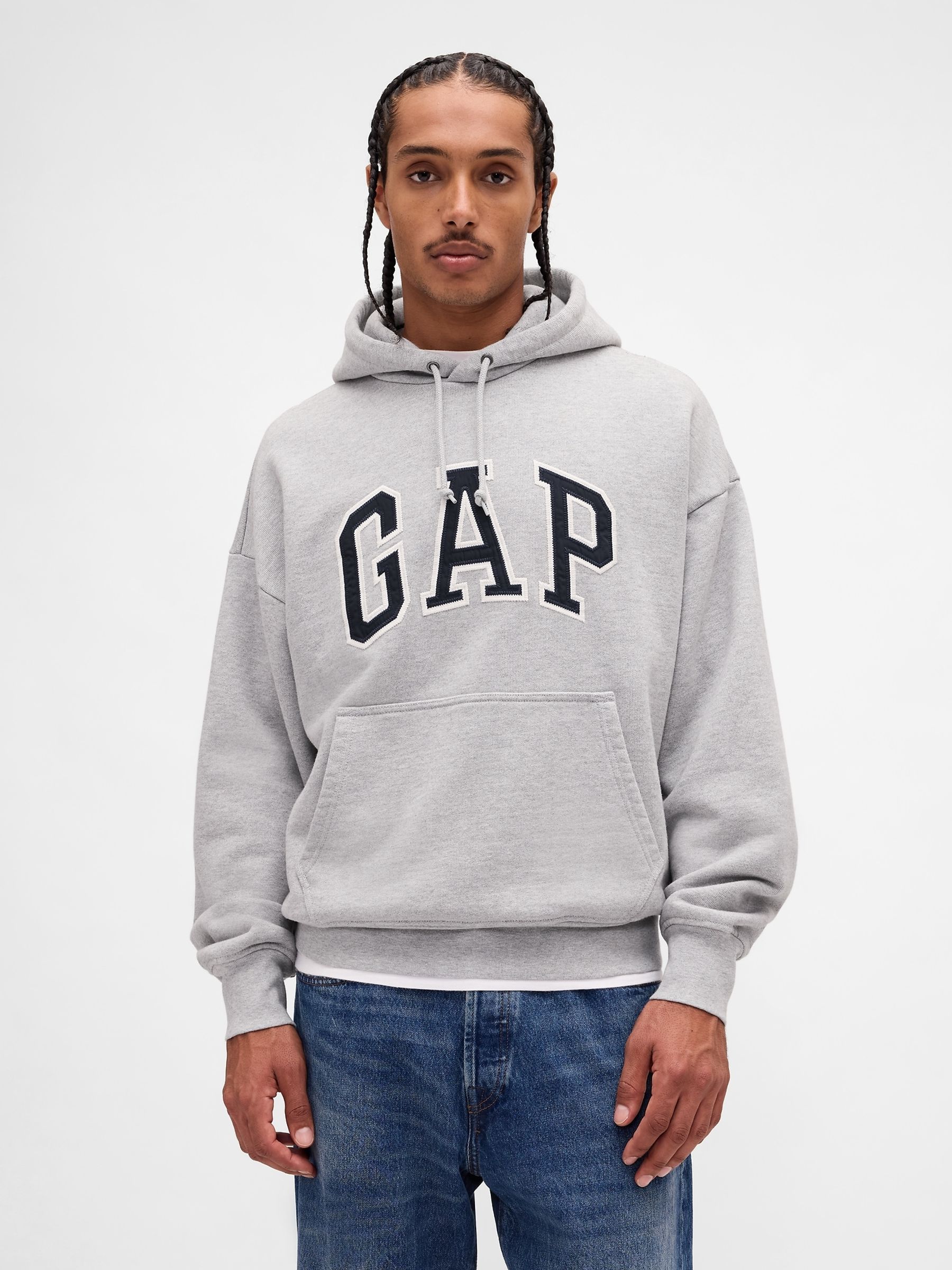 Grey Oversized Extra Heavyweight French Terry Logo Hoodie - Image 1 of 4 Grey Oversized Extra Heavyweight French Terry Logo Hoodie - Image 1 of 4