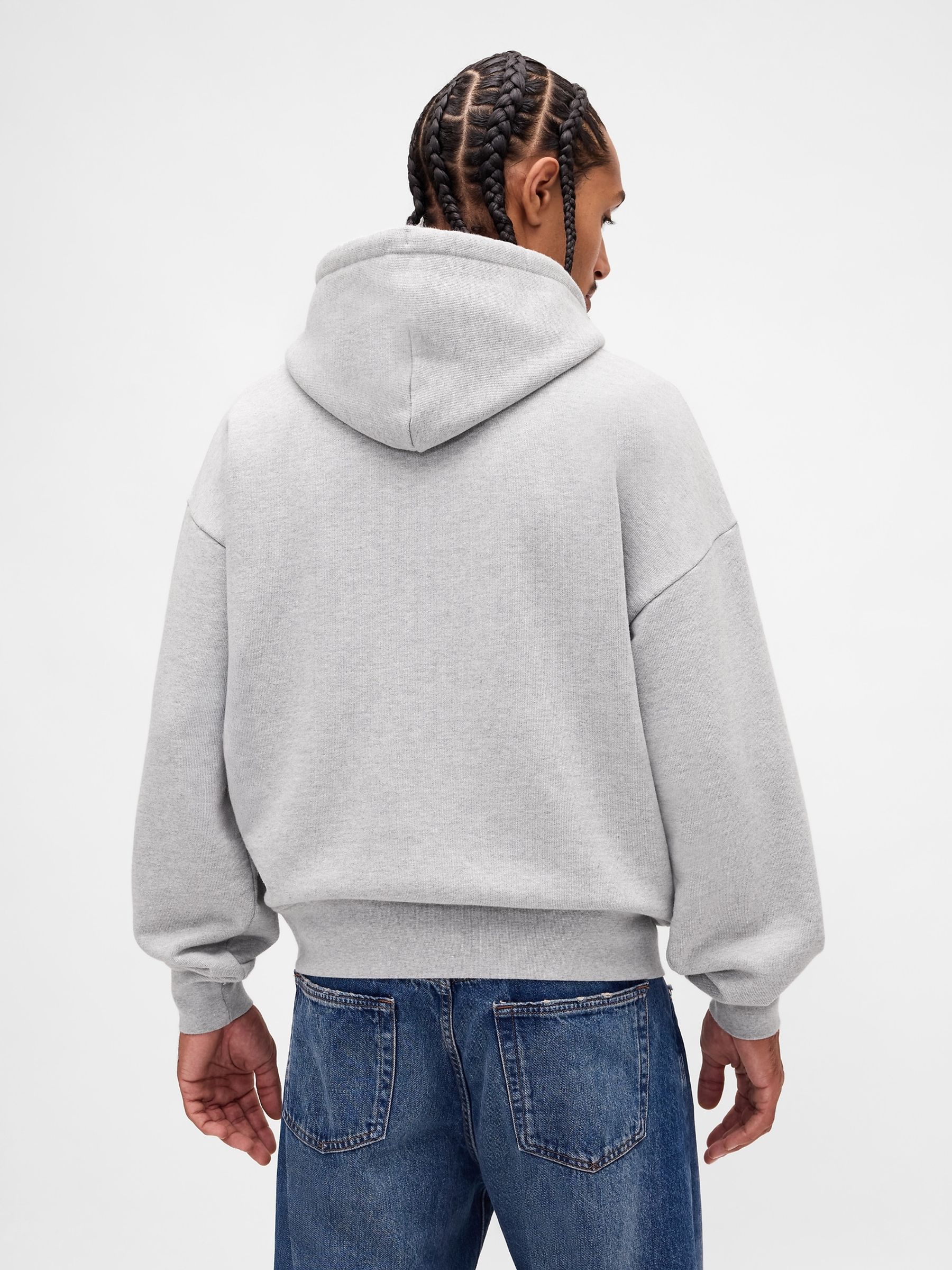 Grey Oversized Extra Heavyweight French Terry Logo Hoodie - Image 2 of 4 Grey Oversized Extra Heavyweight French Terry Logo Hoodie - Image 2 of 4