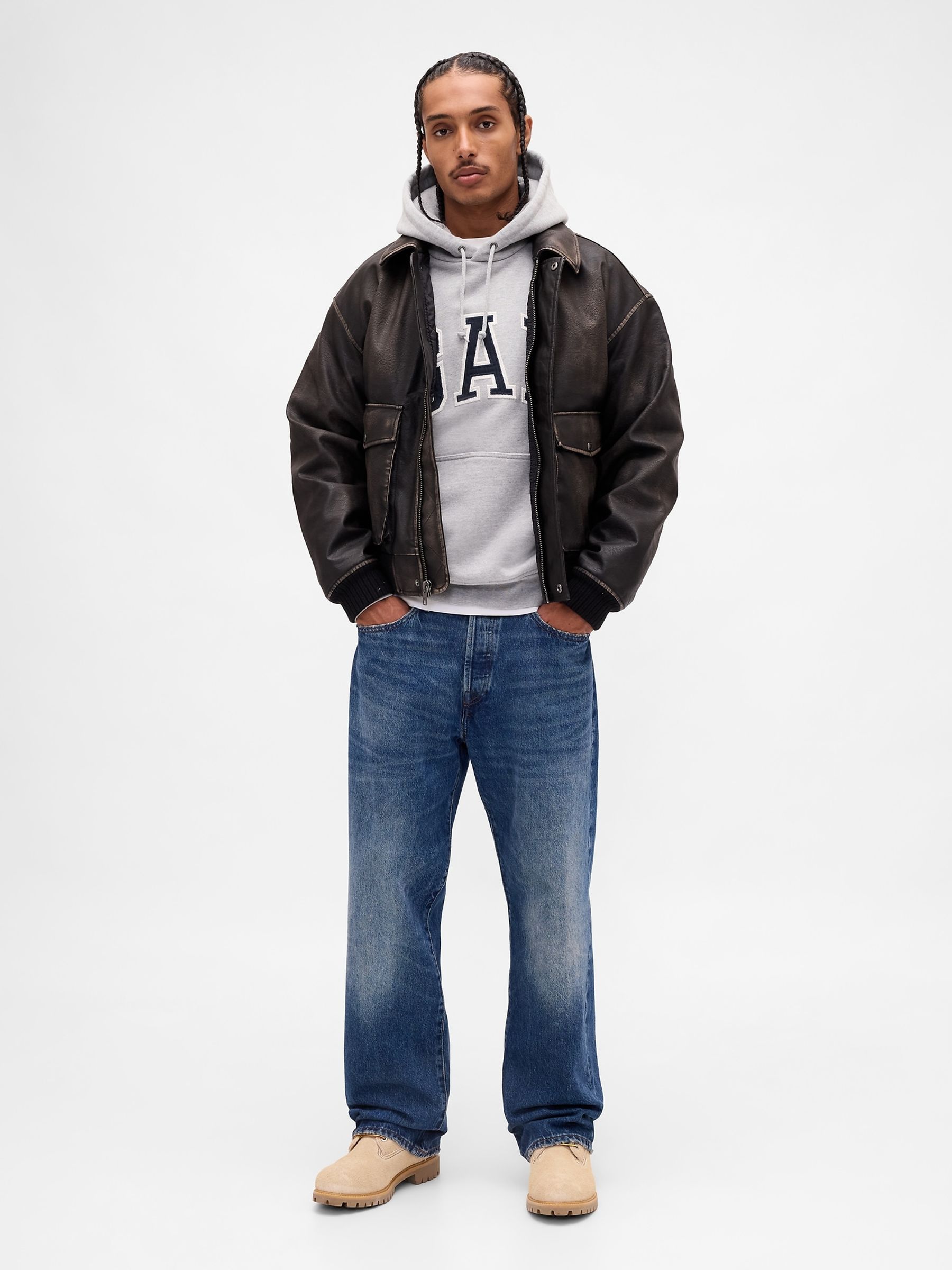 Grey Oversized Extra Heavyweight French Terry Logo Hoodie - Image 3 of 4