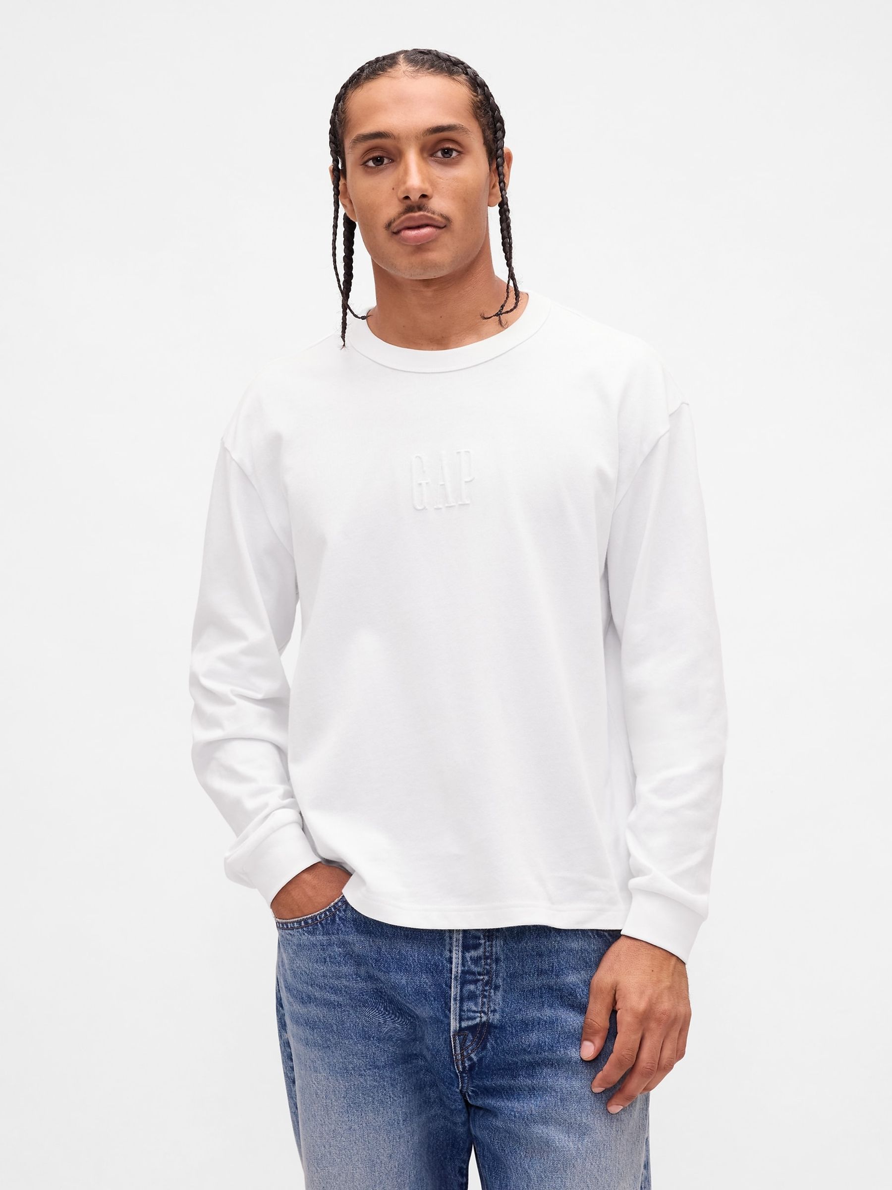 White Logo Long Sleeve T-Shirt - Image 1 of 4