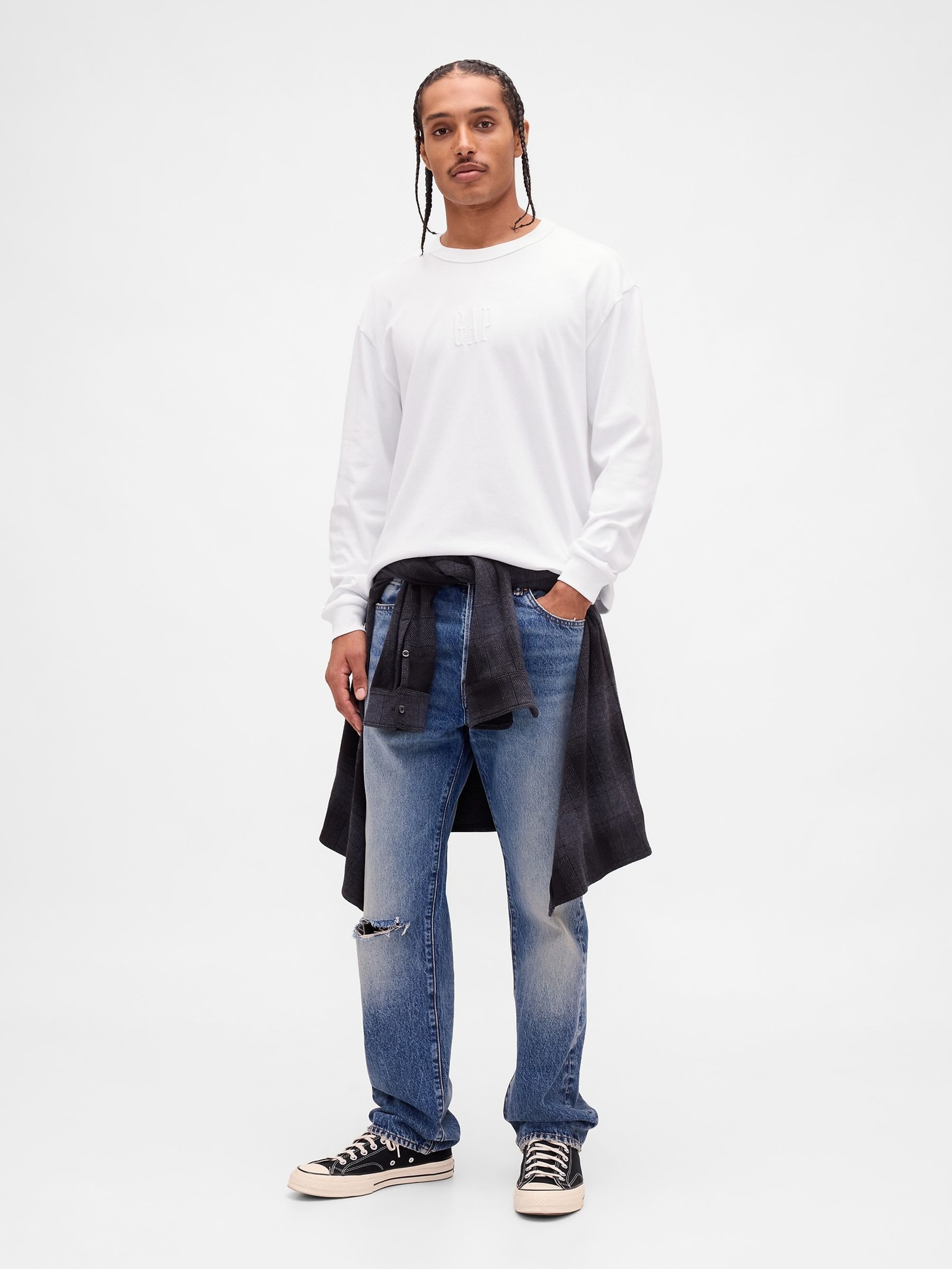 White Logo Long Sleeve T-Shirt - Image 3 of 4