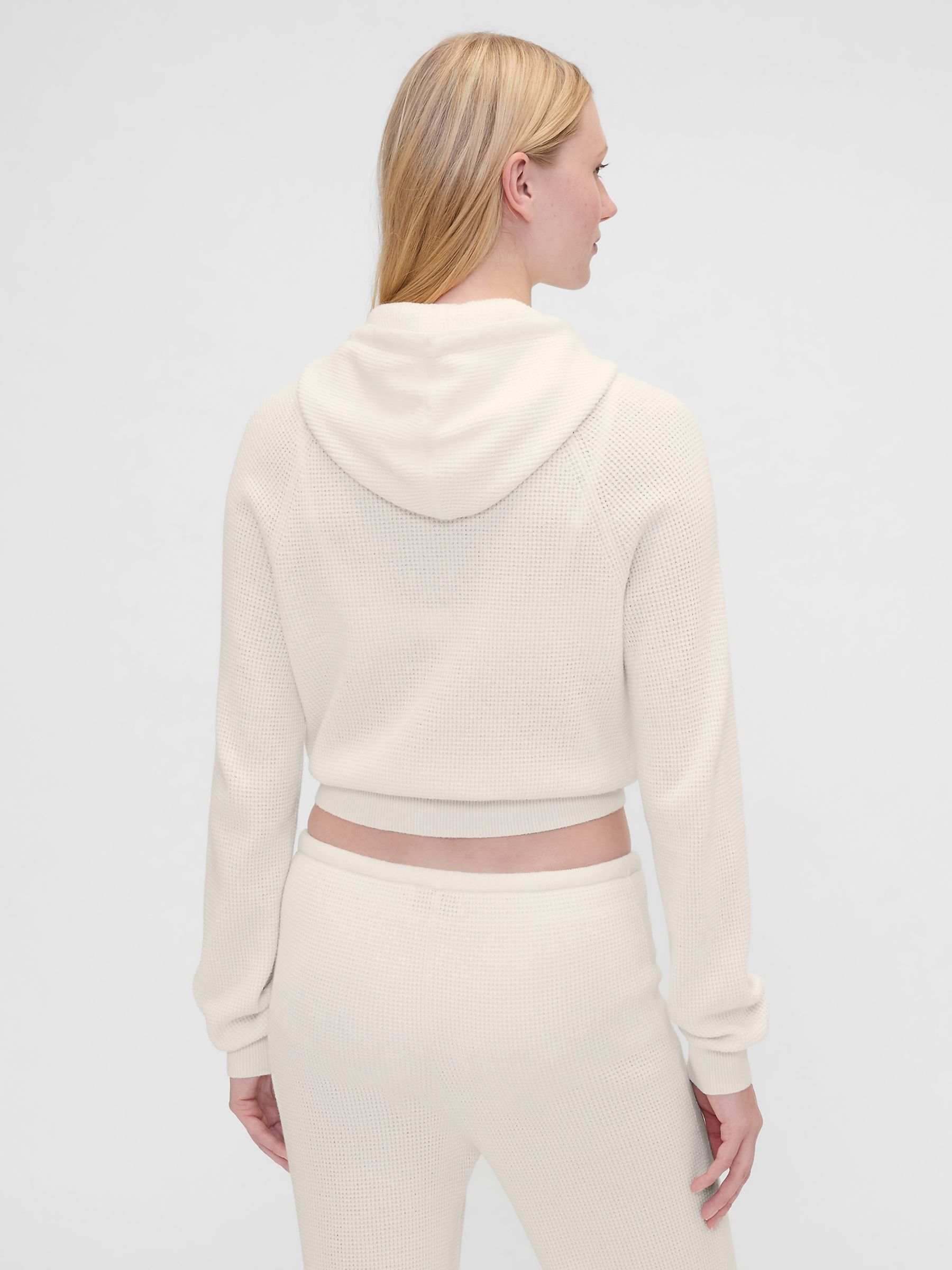 Gap X Summer Fridays Cream CashSoft Waffle Crop Hoodie - Image 2 of 6