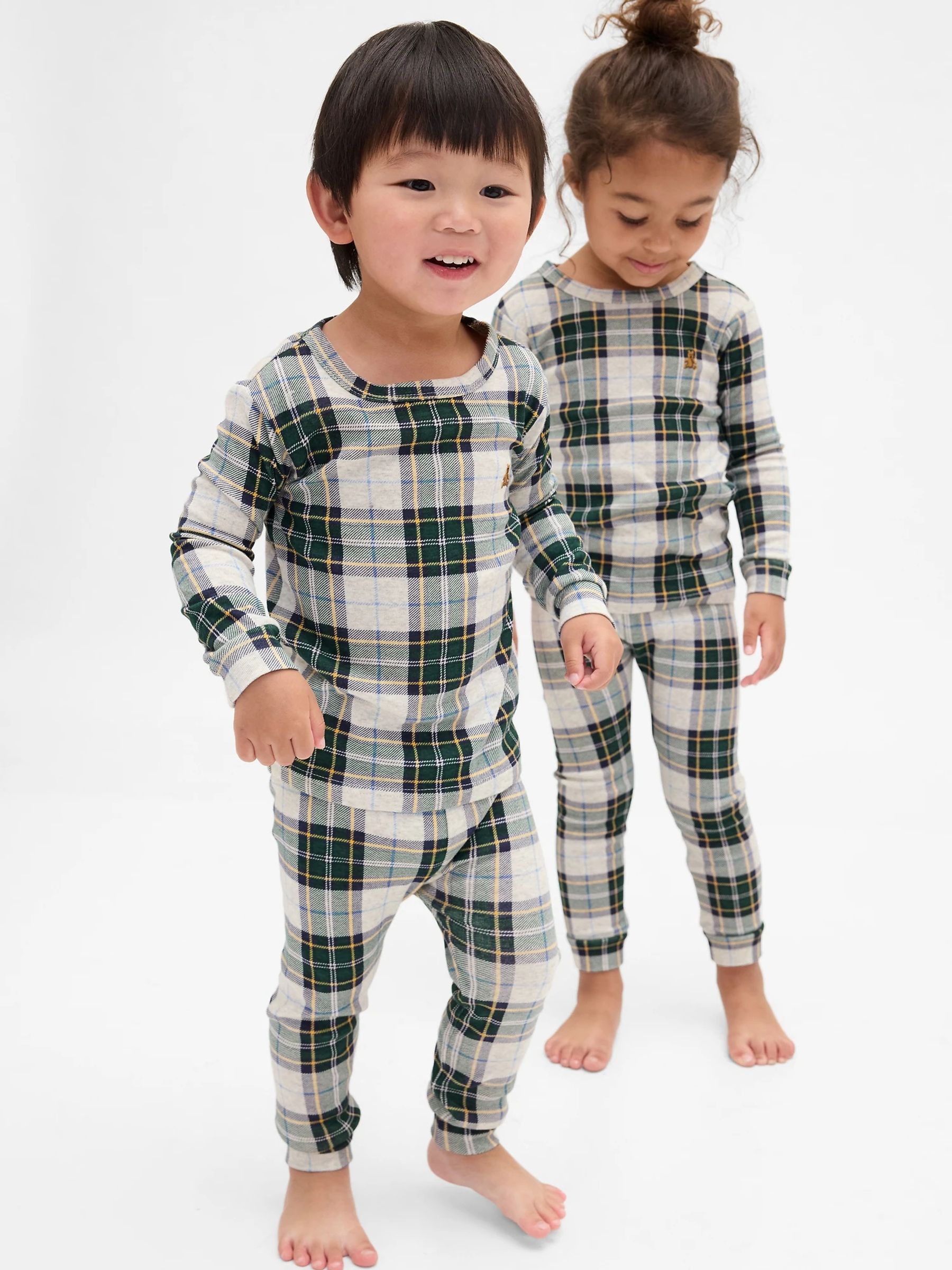 Green/Grey check Matching Family Christmas Pyjamas Set (6mths-5yrs) - Image 1 of 6 Green/Grey check Matching Family Christmas Pyjamas Set (6mths-5yrs) - Image 1 of 6