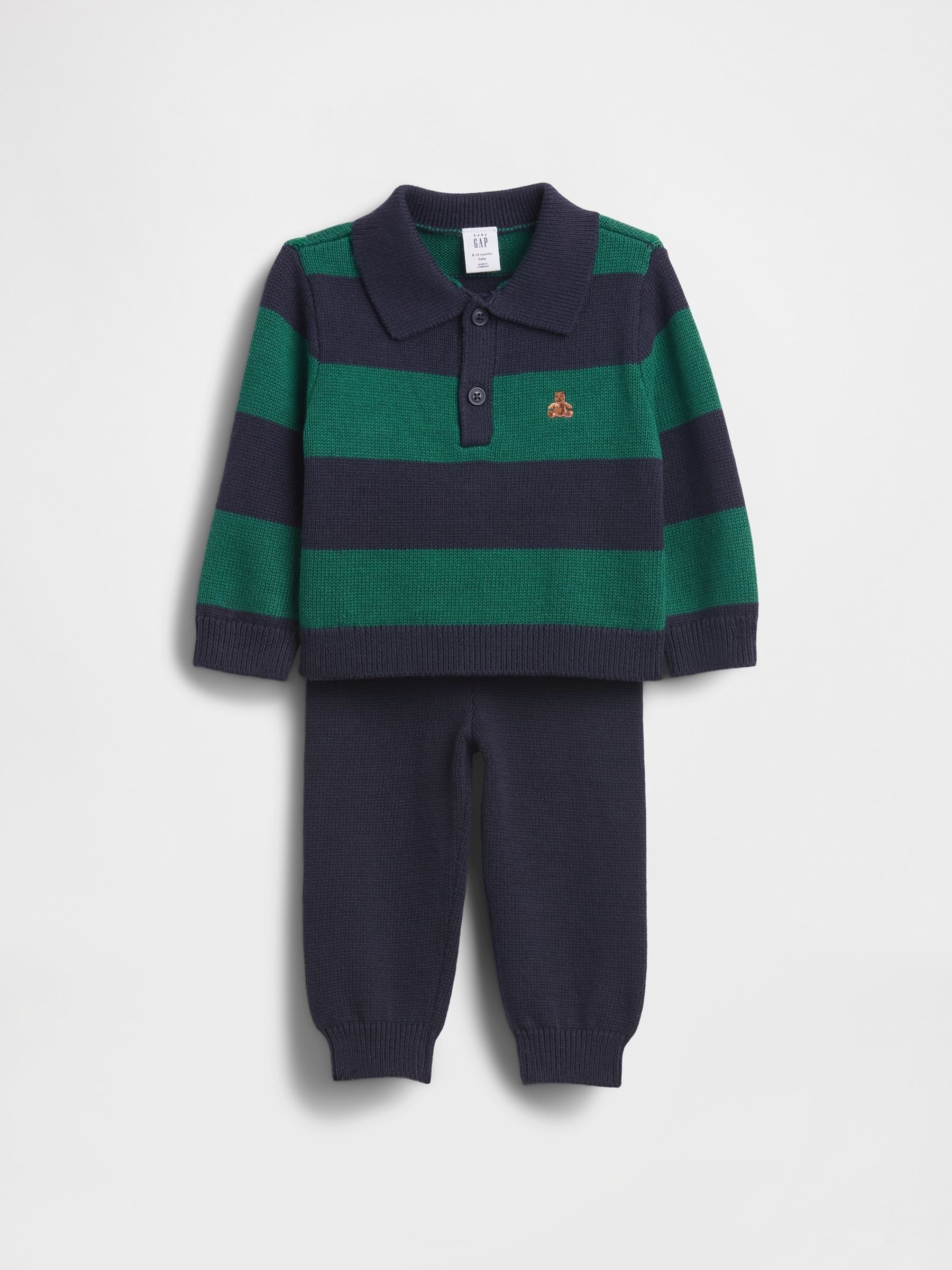 Navy/Green Polo Jumper Outfit Set (Newborn-24mths) - Image 1 of 2 Navy/Green Polo Jumper Outfit Set (Newborn-24mths) - Image 1 of 2