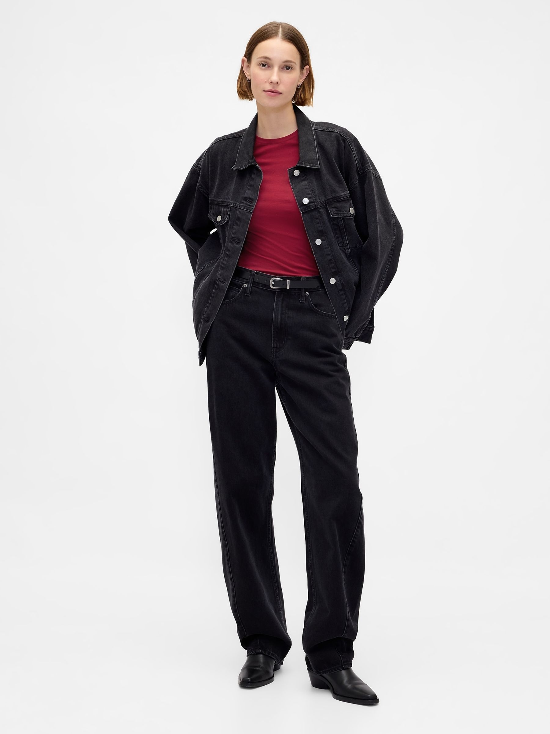 Red Long Sleeve CloseKnit Fitted T-Shirt - Image 3 of 4