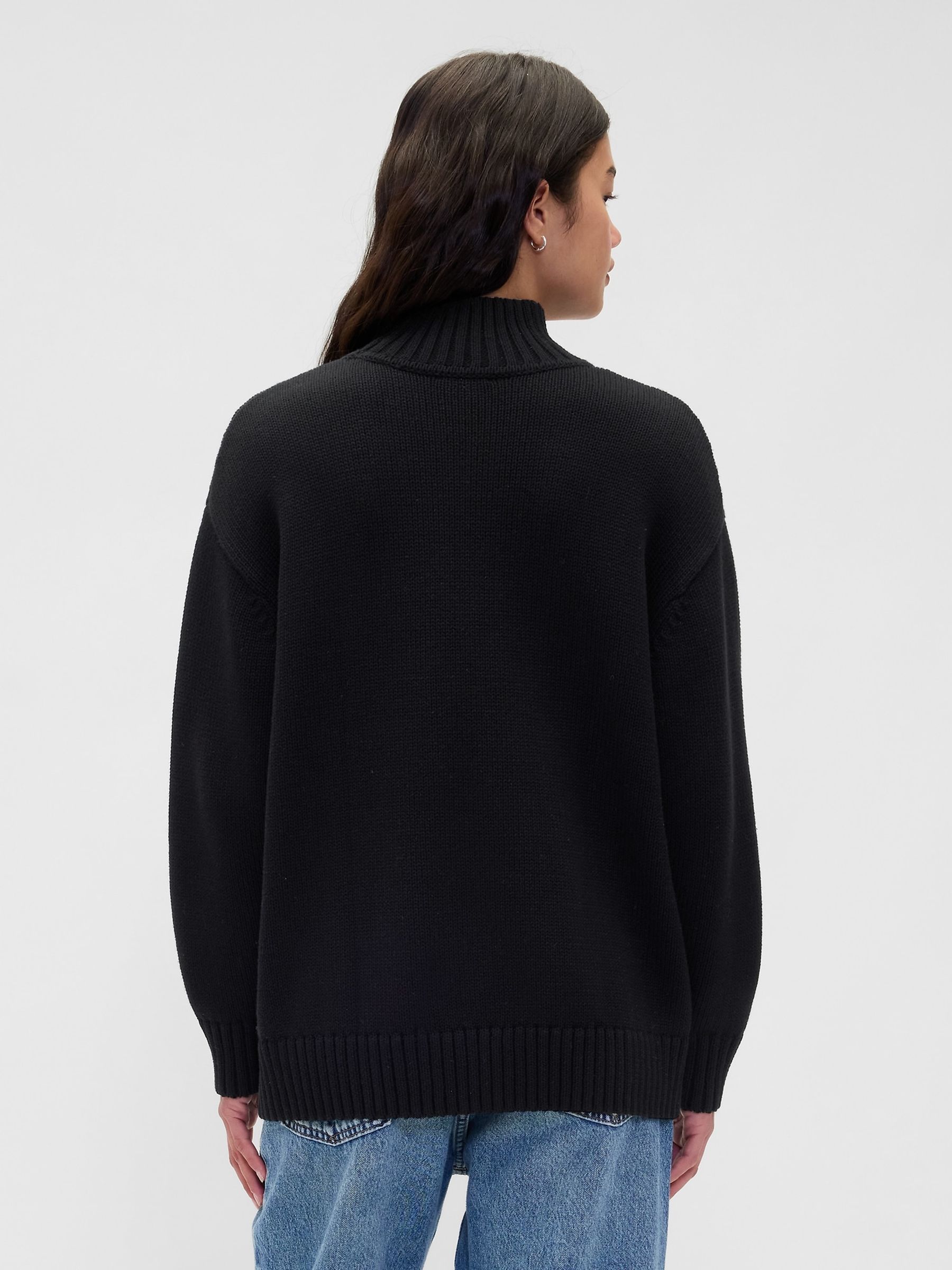 Black Oversized Mock Neck Jumper - Image 2 of 4