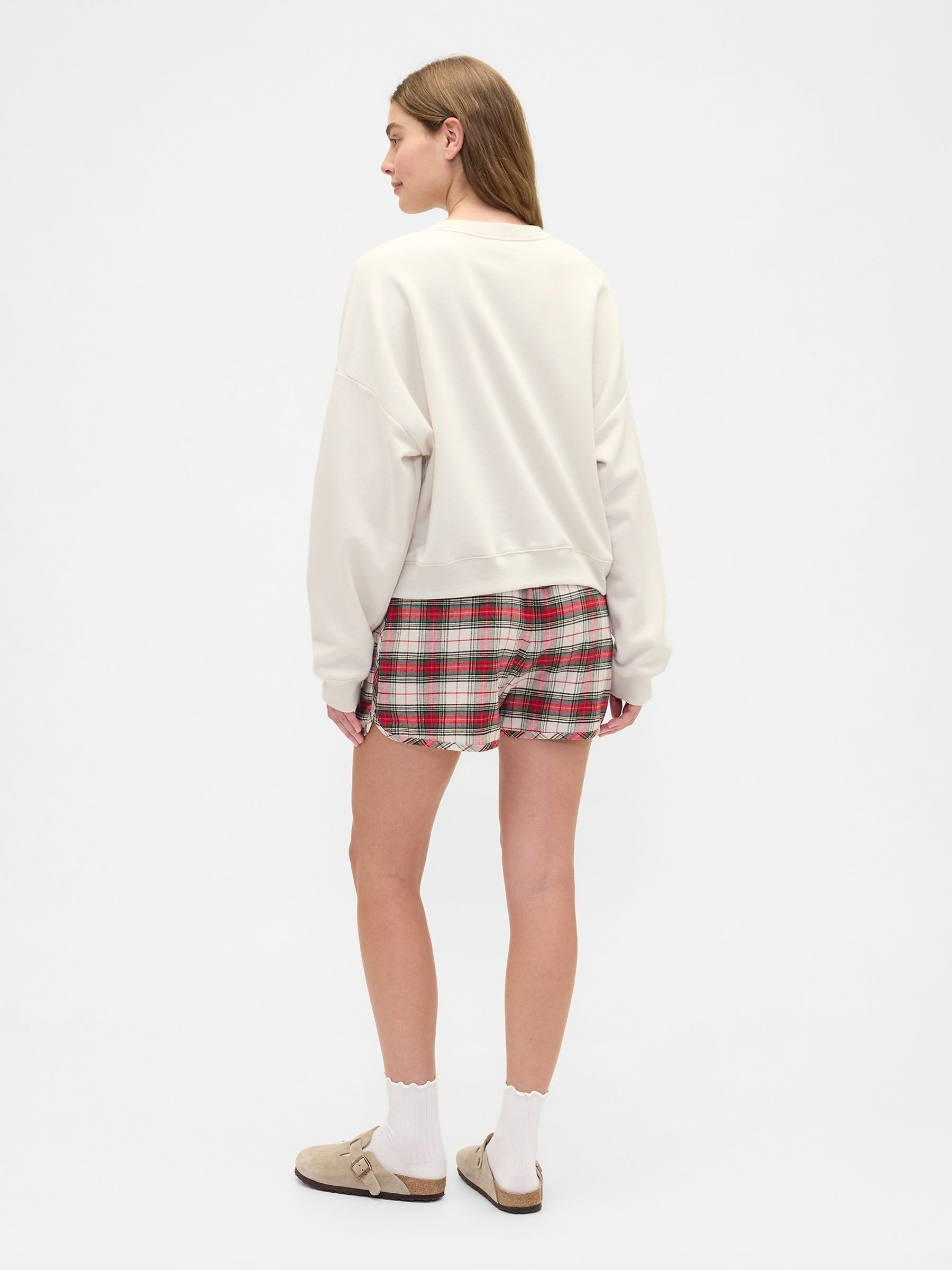 Red/Cream Check Flannel Pyjama Shorts - Image 2 of 3