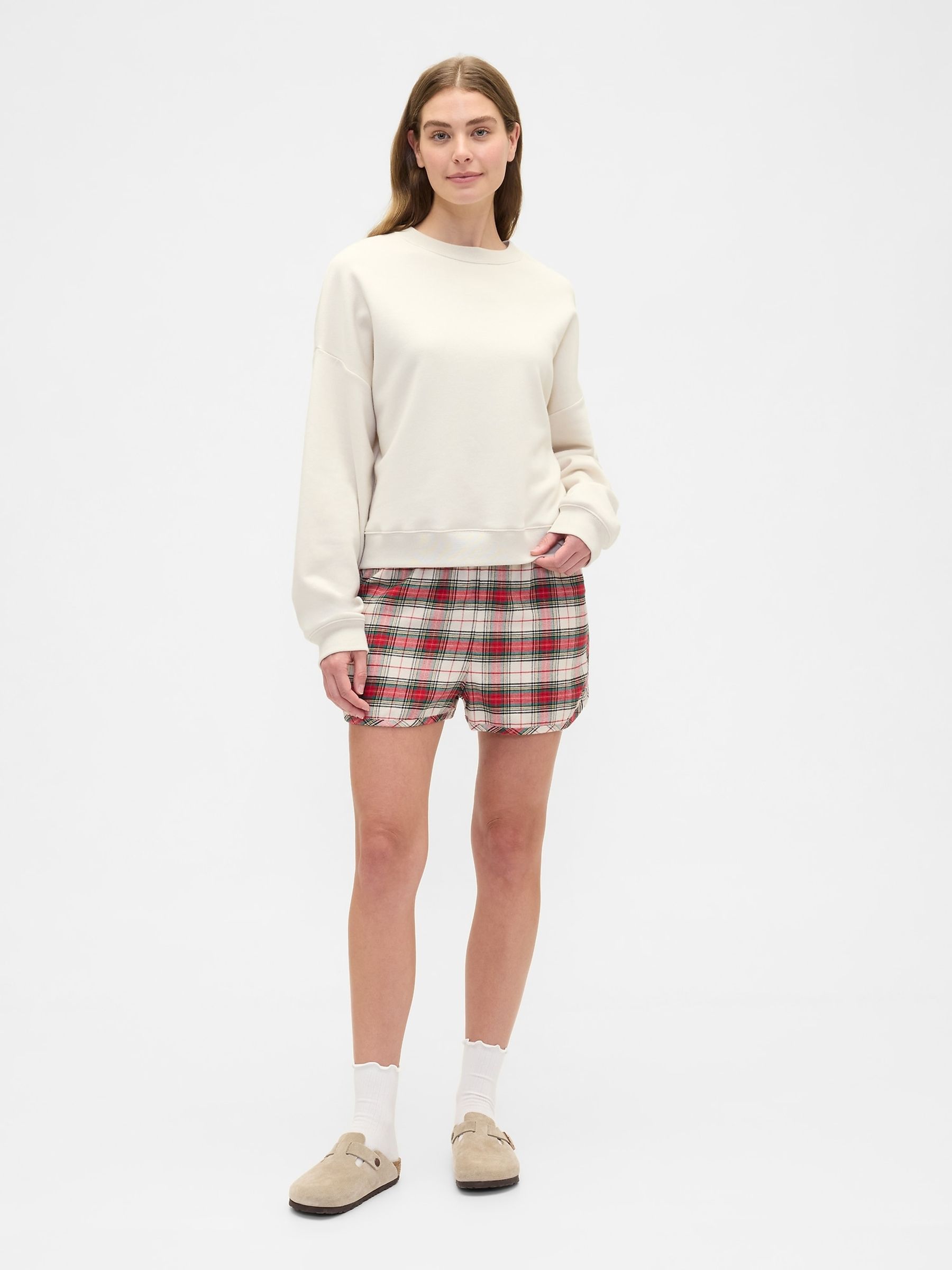 Red/Cream Check Flannel Pyjama Shorts - Image 3 of 3