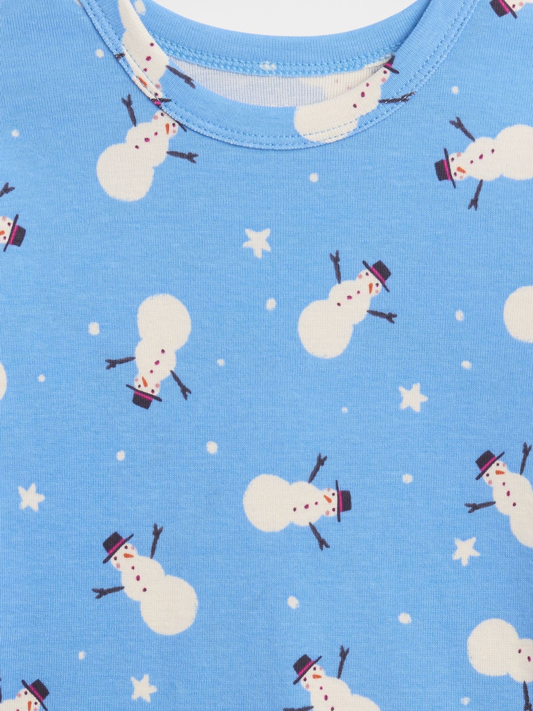 Blue Snowman Cotton Christmas Pyjamas - Image 3 of 3 Blue Snowman Cotton Christmas Pyjamas - Image 3 of 3