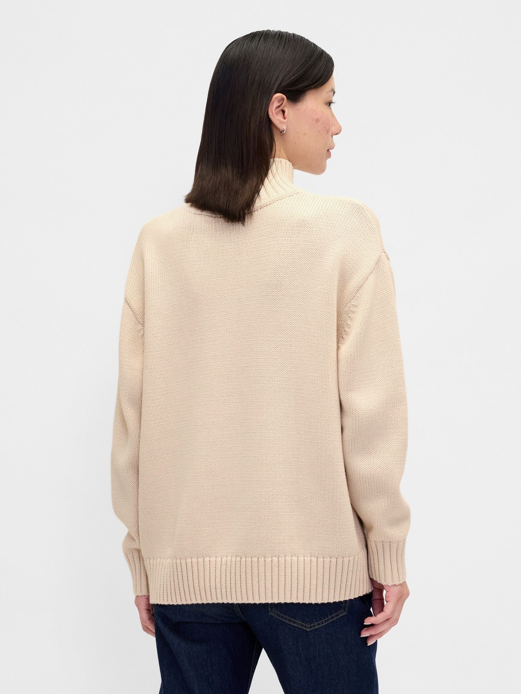 Beige Oversized Mock Neck Jumper - Image 2 of 4