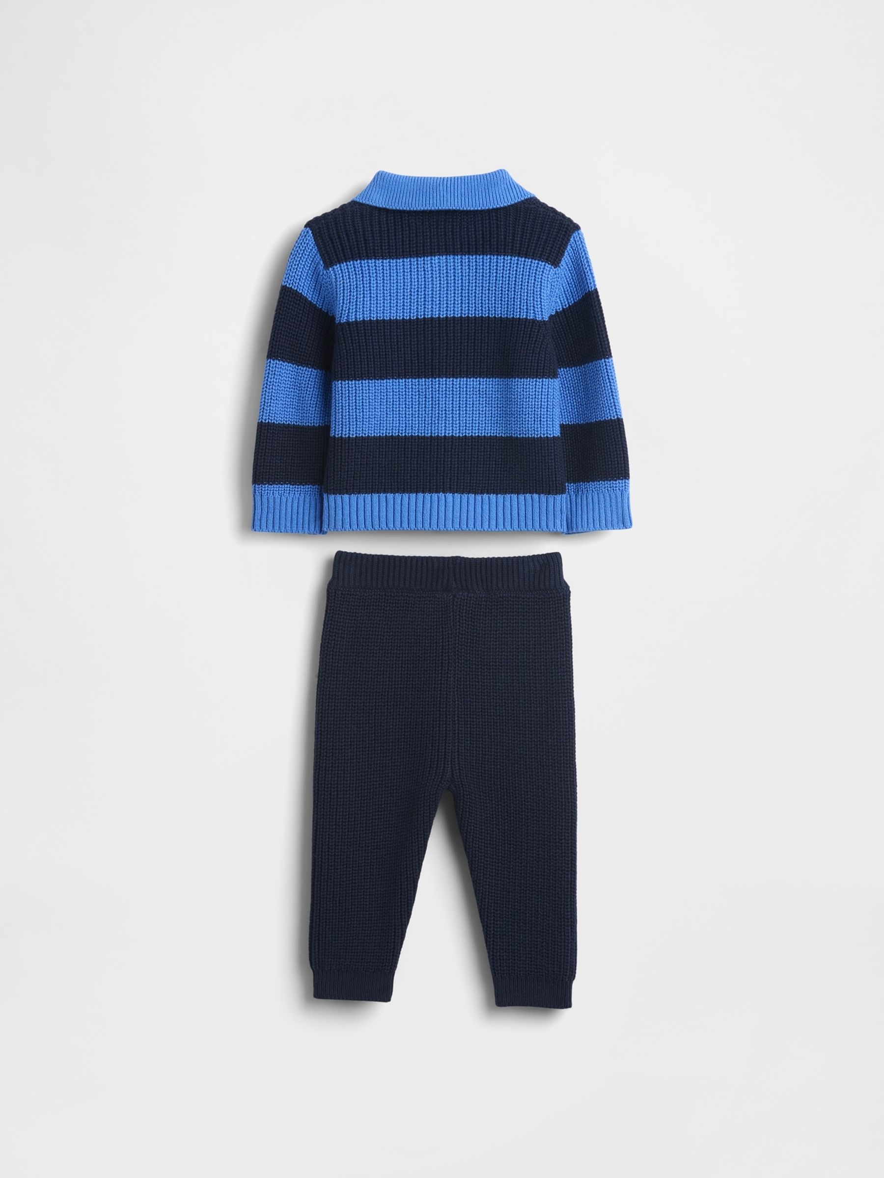 Blue Stripe Collared Cardigan Set - Image 2 of 2
