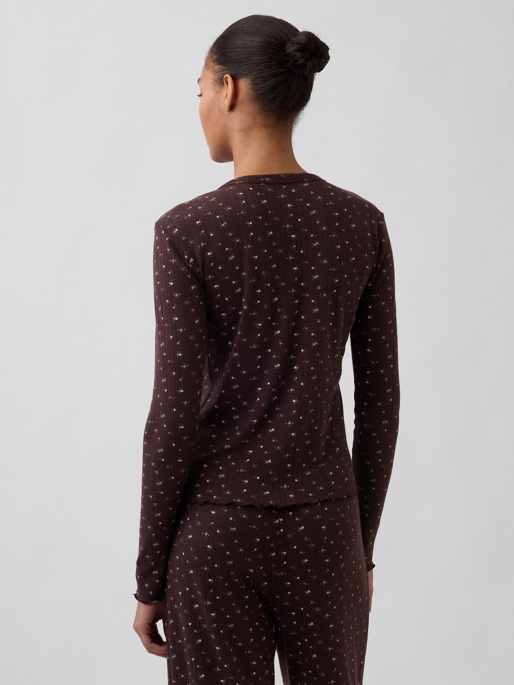 Brown Pointelle Pyjama Top - Image 2 of 4