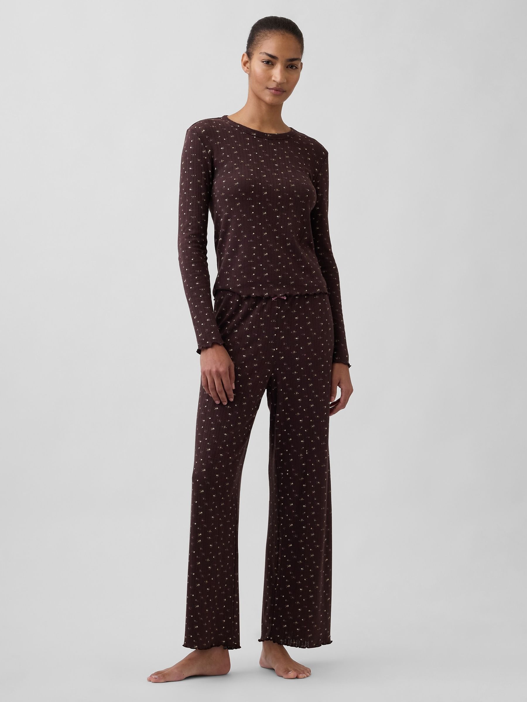 Brown Pointelle Pyjama Top - Image 3 of 4