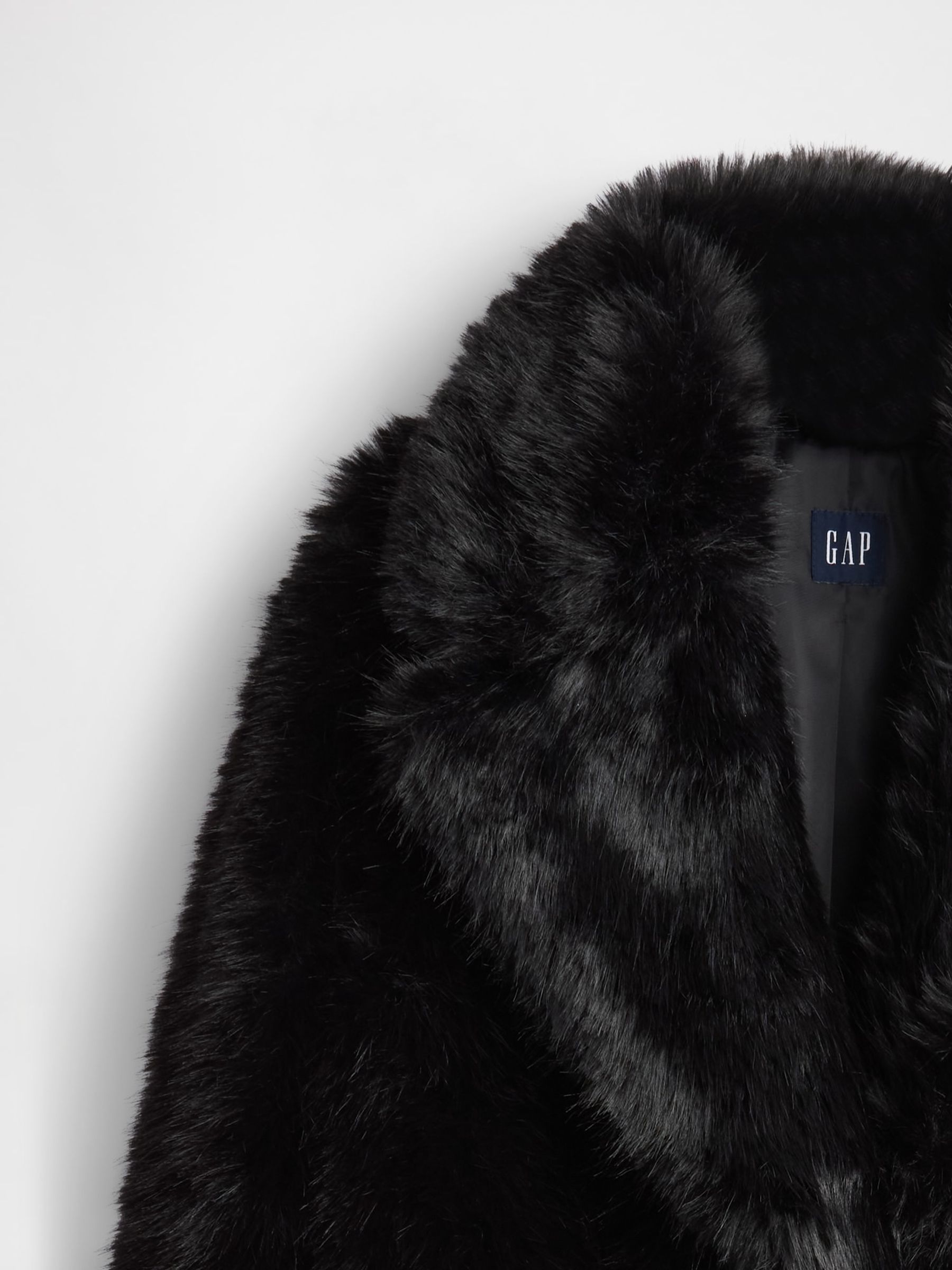 Black Faux Fur Long Coat - Image 4 of 4