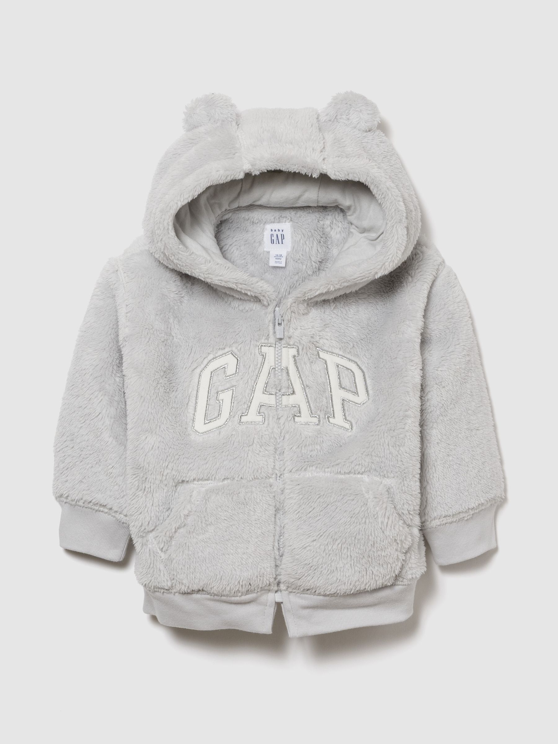 Grey Sherpa Logo Zip Hoodie - Image 1 of 2