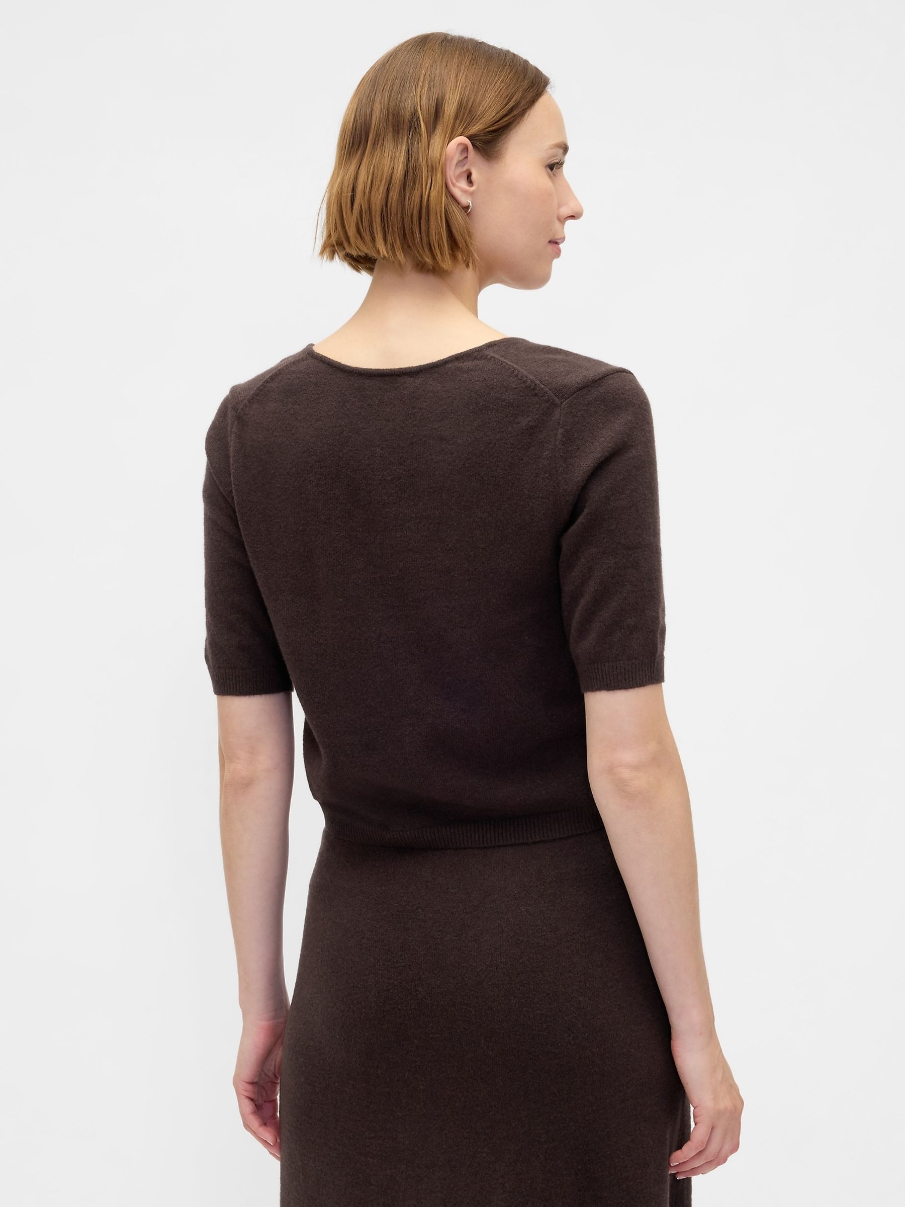 Brown CashSoft Elbow Sleeve Crop Jumper - Image 2 of 4