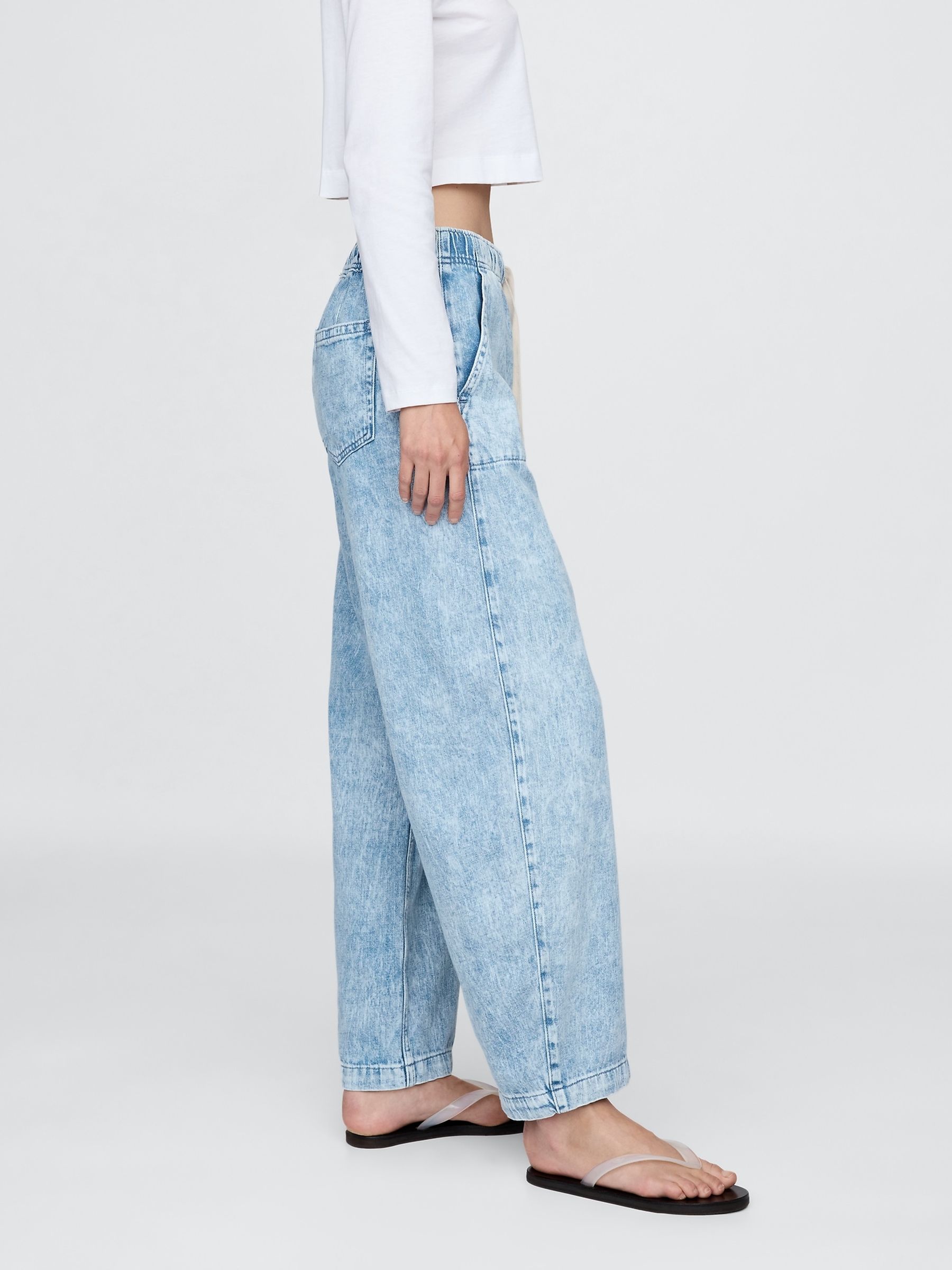 Blue High Waisted Easy Barrel Jeans - Image 3 of 6