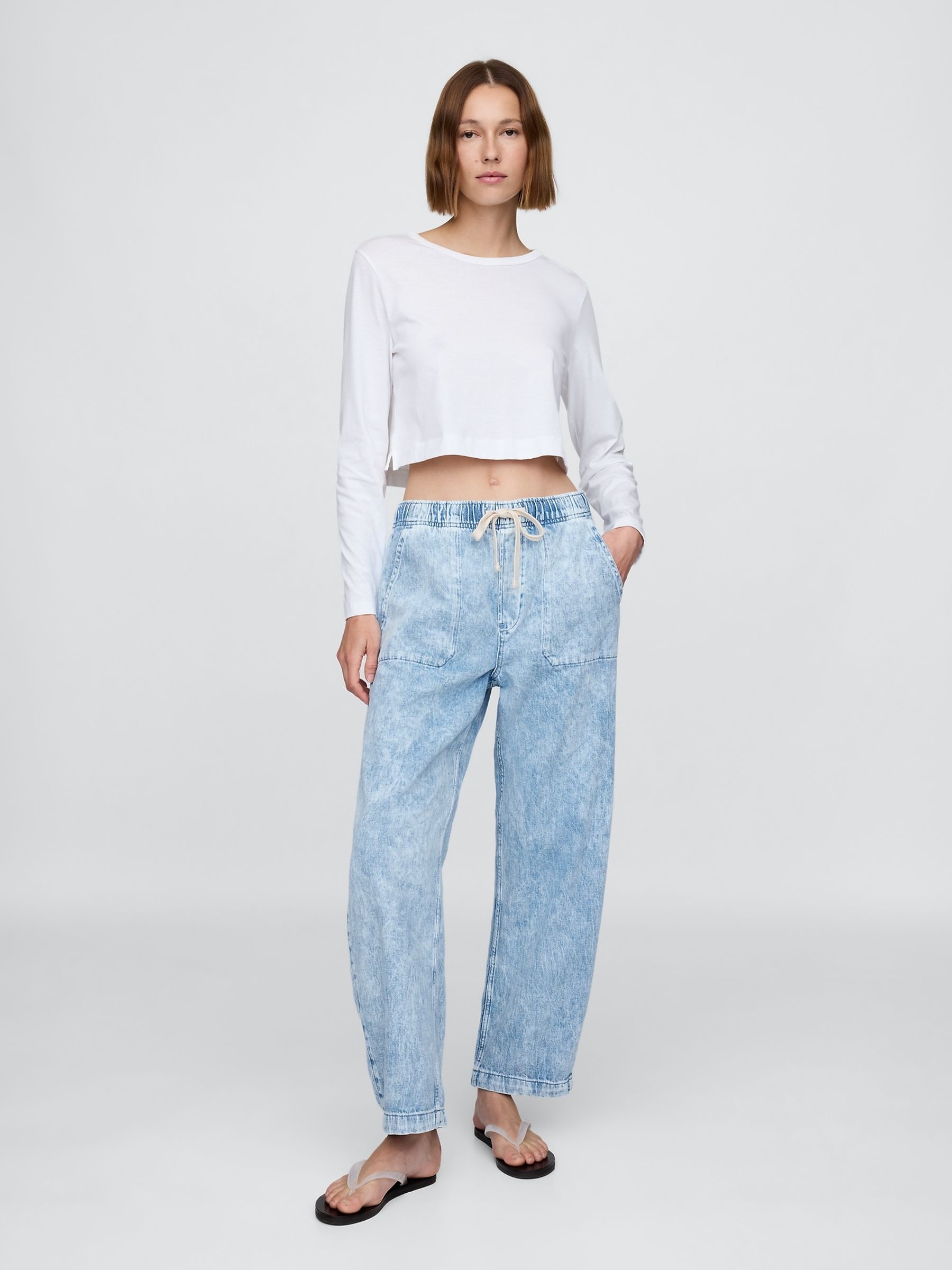 Blue High Waisted Easy Barrel Jeans - Image 4 of 6