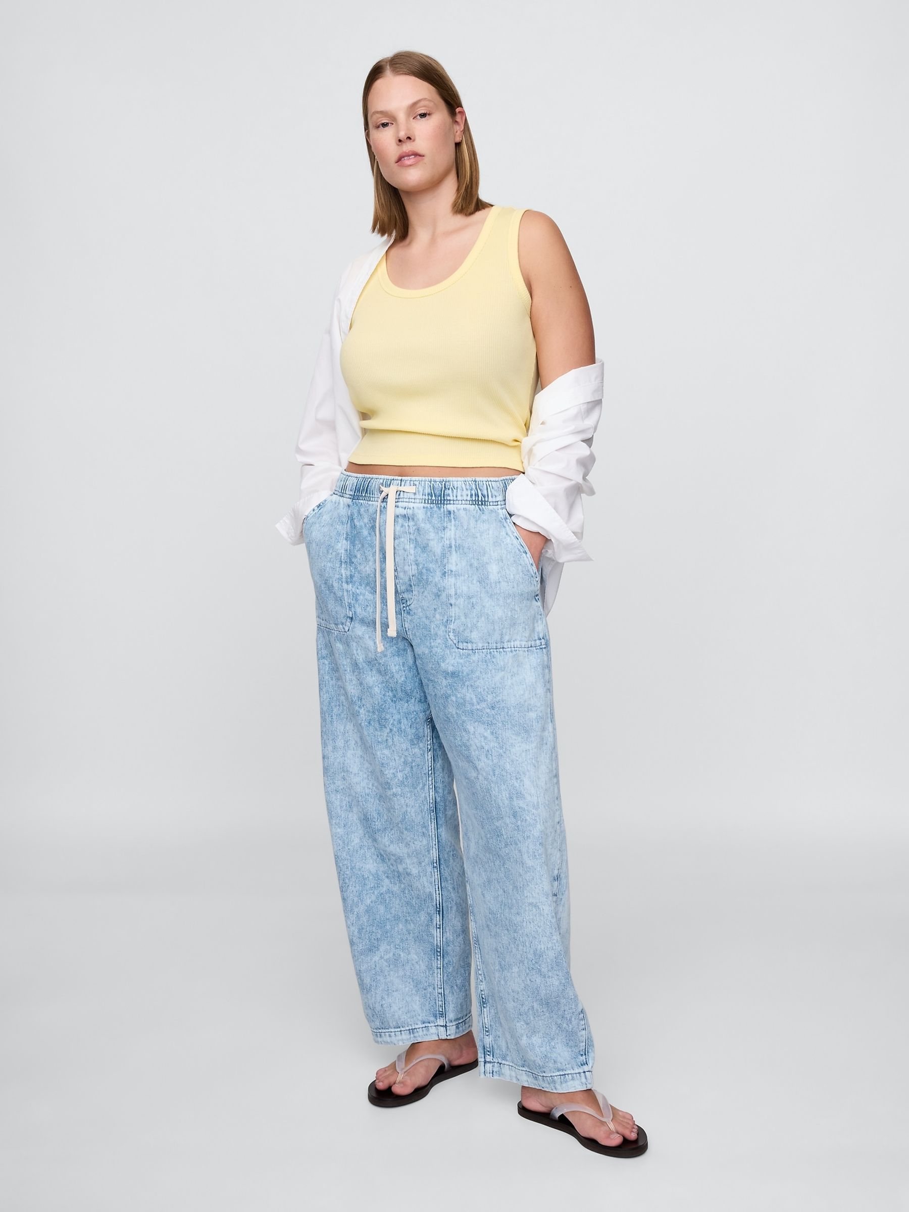 Blue High Waisted Easy Barrel Jeans - Image 5 of 6