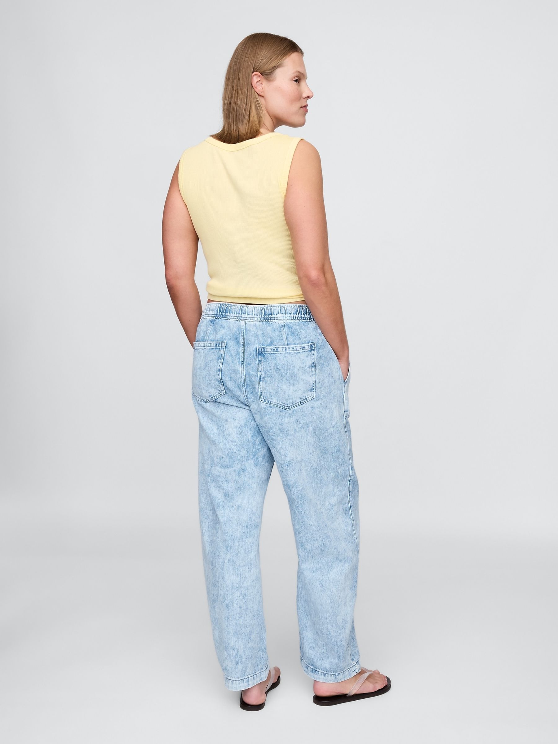 Blue High Waisted Easy Barrel Jeans - Image 6 of 6