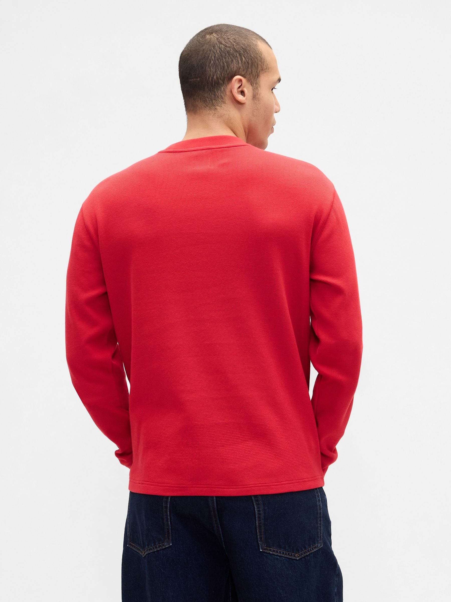 Red Waffle Crew Neck T-Shirt - Image 2 of 4