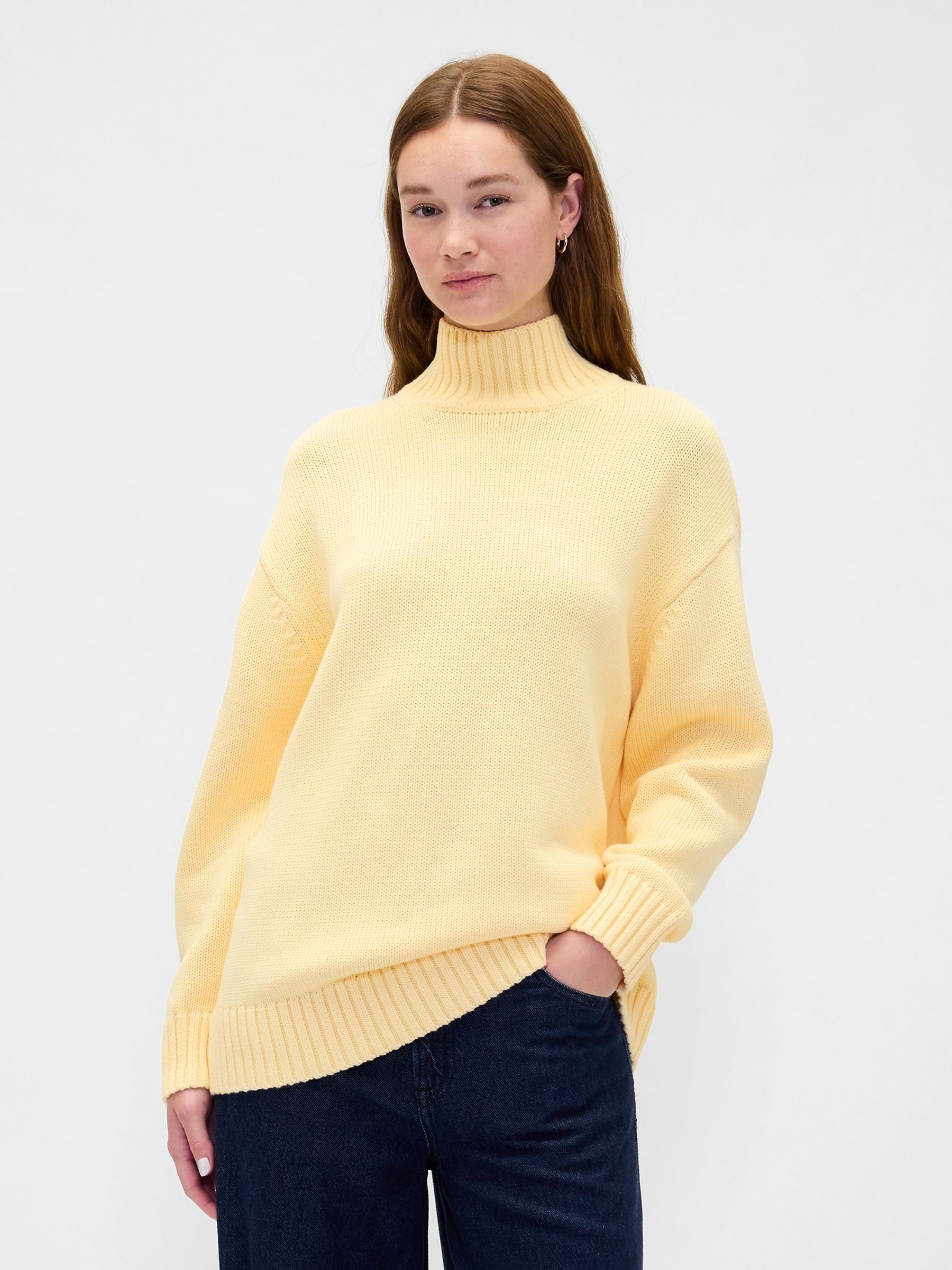Yellow Oversized Mock Neck Jumper - Image 1 of 4