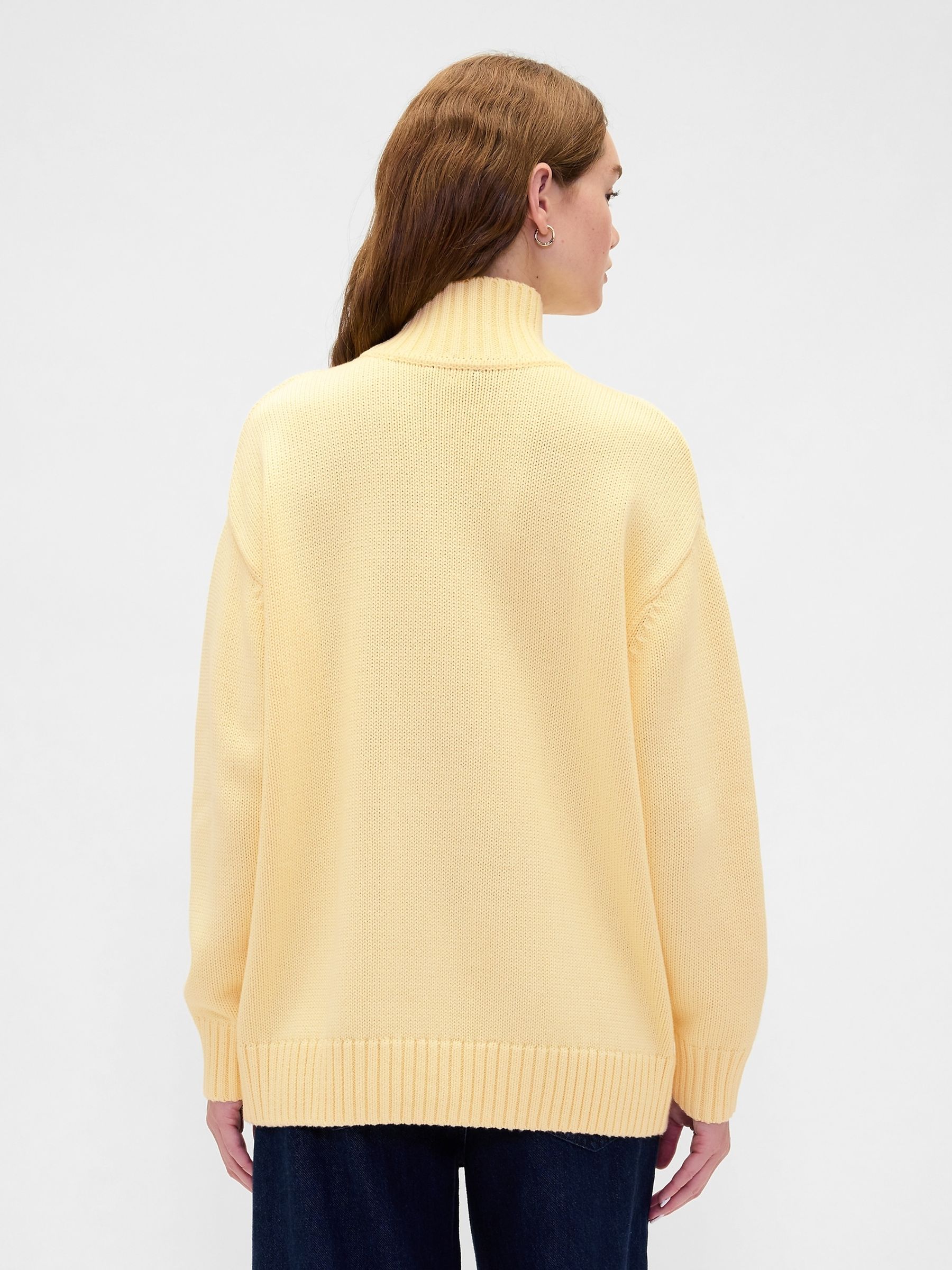 Yellow Oversized Mock Neck Jumper - Image 2 of 4