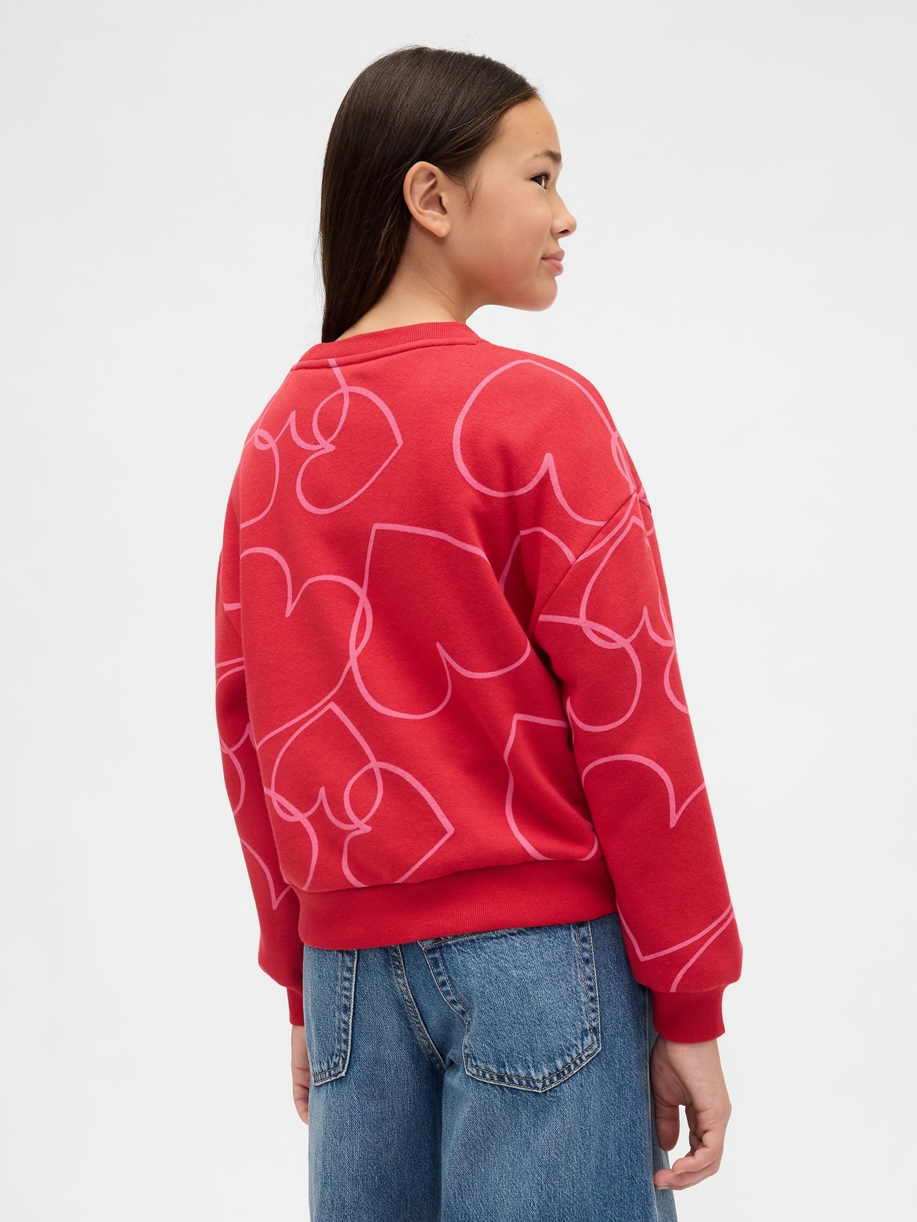 Red VintageSoft Heart Print Dolman Sweatshirt - Image 2 of 5 Red VintageSoft Heart Print Dolman Sweatshirt - Image 2 of 5