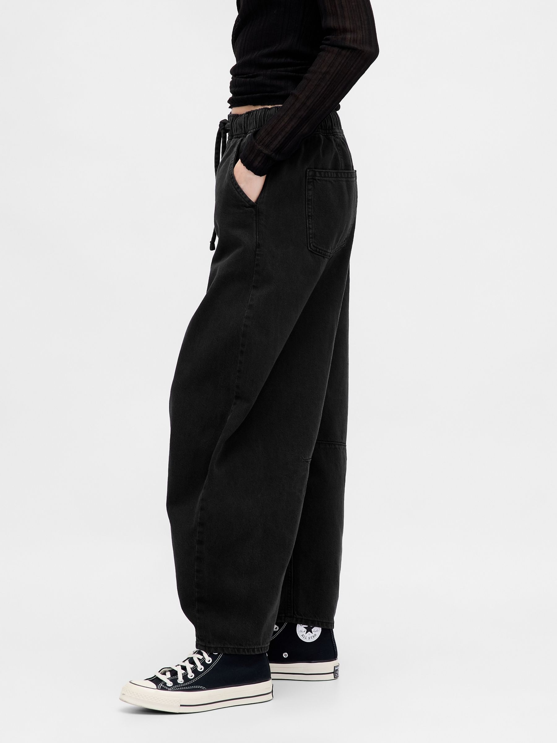 Black Mid Waisted UltraSoft Easy Horseshoe Jeans - Image 3 of 6